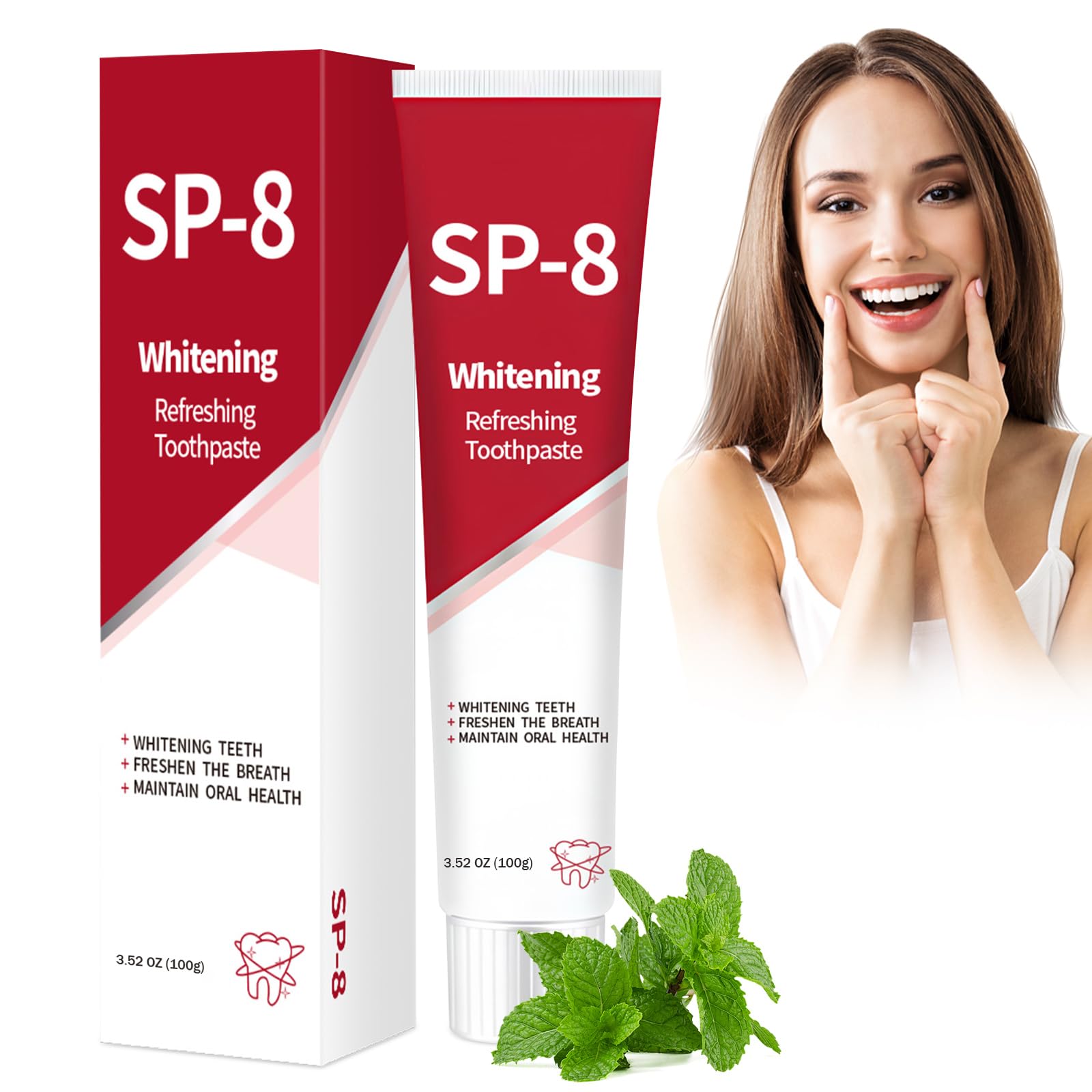 SP-8 Probiotic Whitening Toothpaste with 8-Strain Probiotic Complex | Enamel-Safe Fluoride-Free Formula for Teeth Whitening & Gum Care | Fresh Mint Flavor | Deep Cleaning & Oral Health Protection | Perfect for Daily Use, Travel & Sensitive Teeth (1 Pack)
