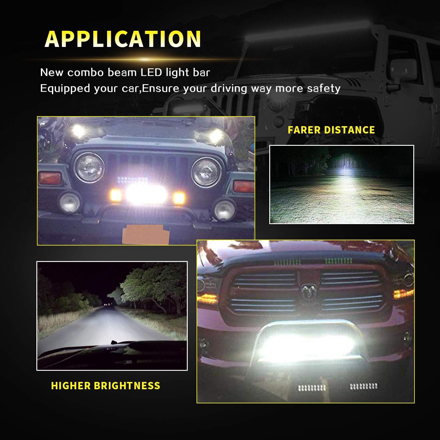 20 Inch 126W LED Light Bar Combo Spot Flood Beam - 2PCS 4 Inch LED Spot Pods with Rocker Switch & Wiring Harness - Waterproof Off Road Lights for Trucks, ATVs, UTVs - 1 Year Warranty (Perfect for Night Off-Roading, Camping, Emergency Lighting)