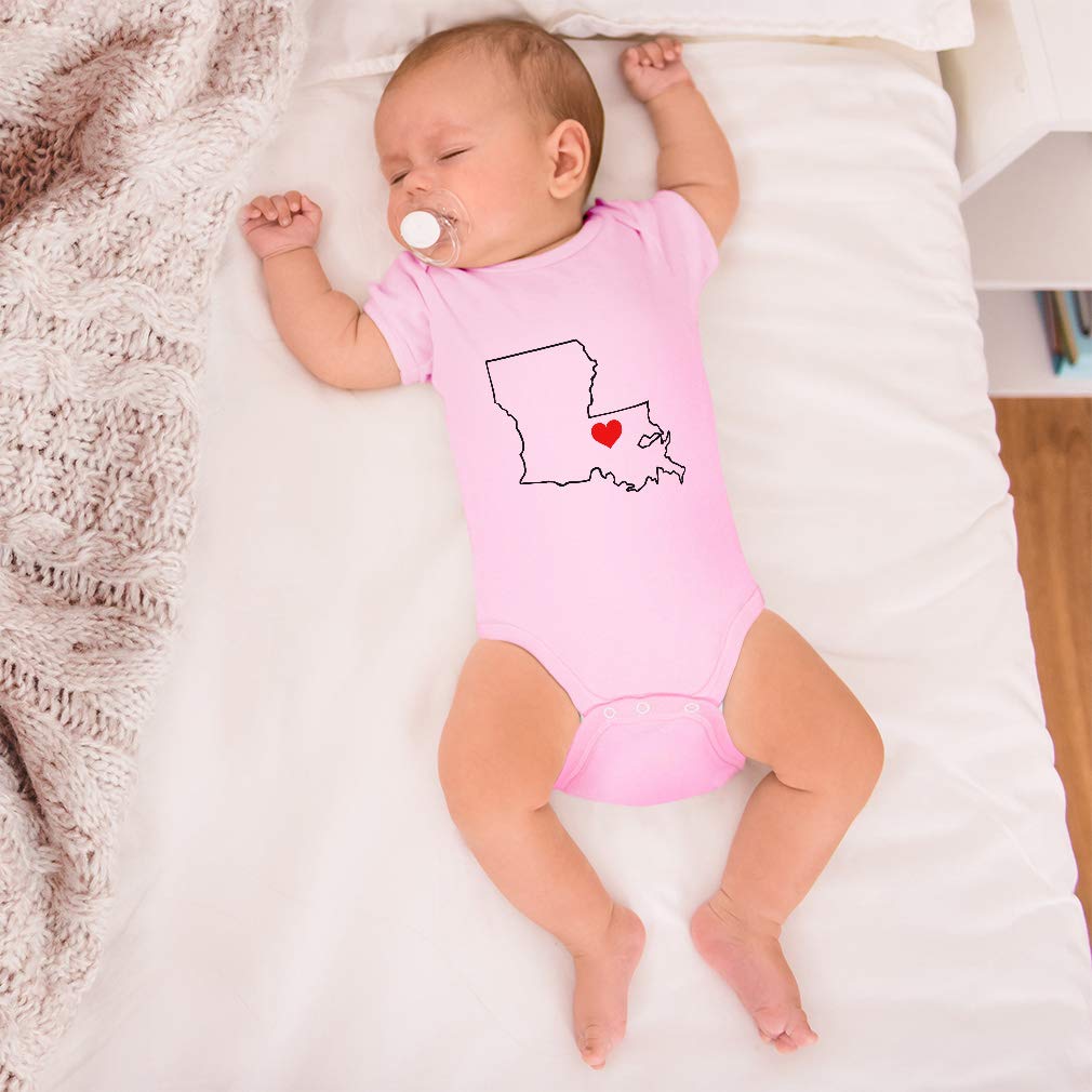 Custom Louisiana Heart Love Funny Cotton Baby Bodysuit for Boys & Girls - Navy Blue Newborn Onesie | Perfect for Family Photos, Holidays & Everyday Wear