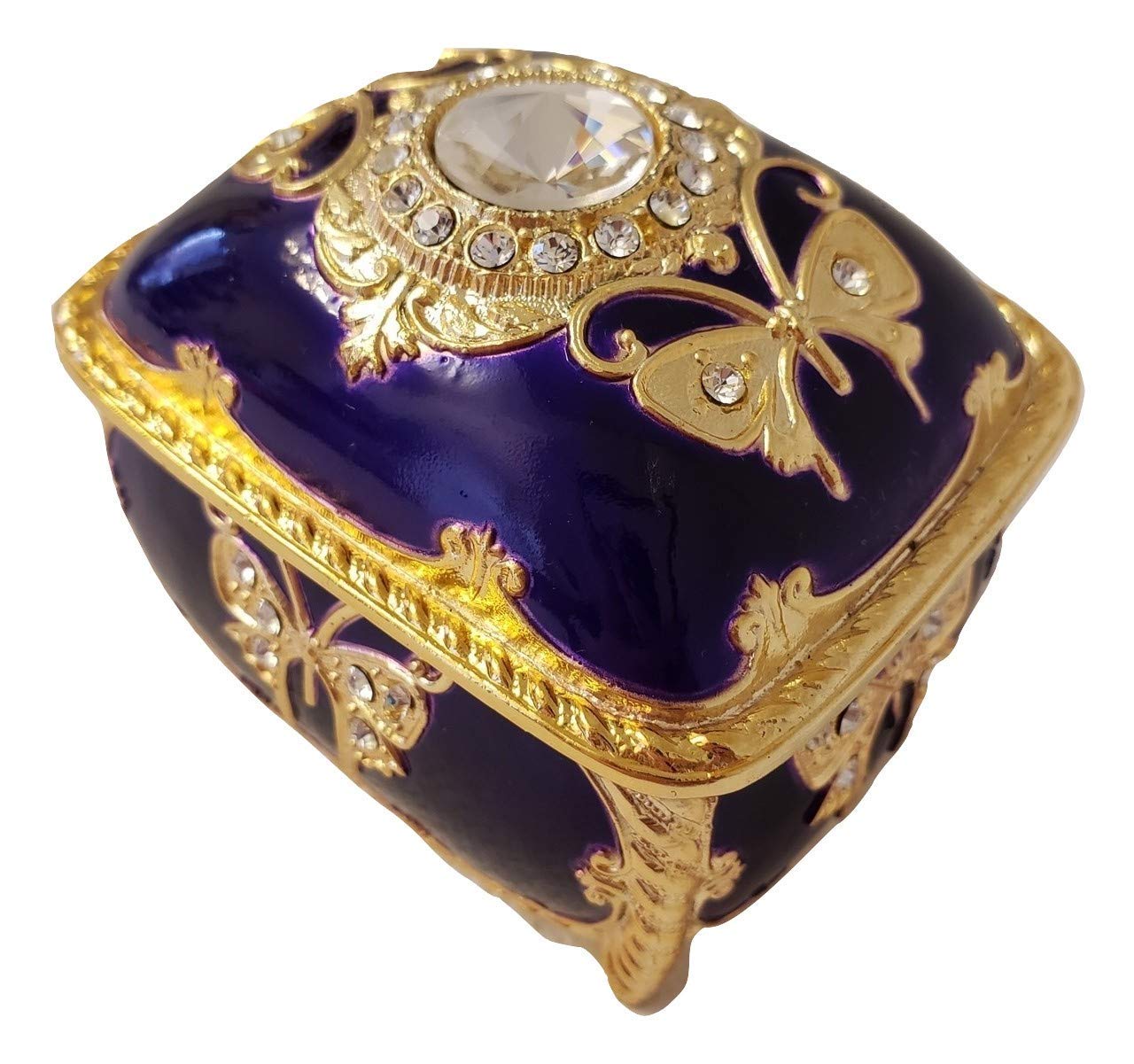 Elegant Purple & Gold Rectangular Musical Jewelry Box with Swarovski Crystals - Plays 'Candle in the Wind' - Perfect for Gift Giving, Jewelry Storage & Home Decor