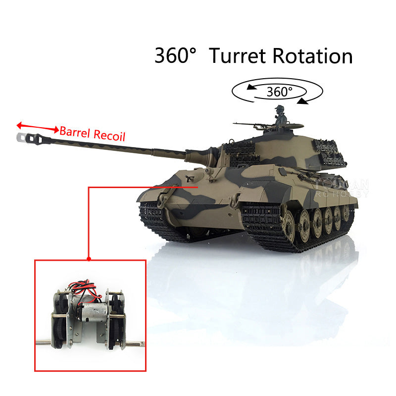 Henglong 1/16 Scale 7.0 Version King Tiger German RC Tank - 3888A Plastic Model with 360° Rotating Turret, Steel Gearbox & Barrel Recoil | Remote Control Military Vehicle for Collectors, Hobbyists & Battle Simulation Scenes