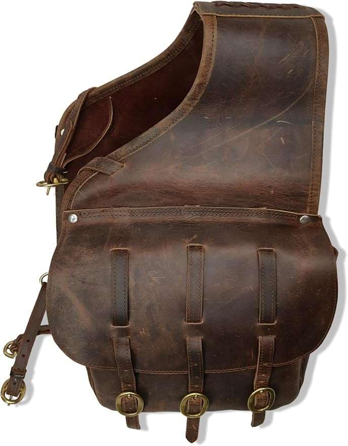 Coltoro Leather Western Horse Saddle Bags | Durable Pommel Trail Riding Bag with Adjustable Strap | Equestrian Gear Carrier for Horse Accessories | Perfect for Ranch Work, Trail Rides & Cowboy Gifts