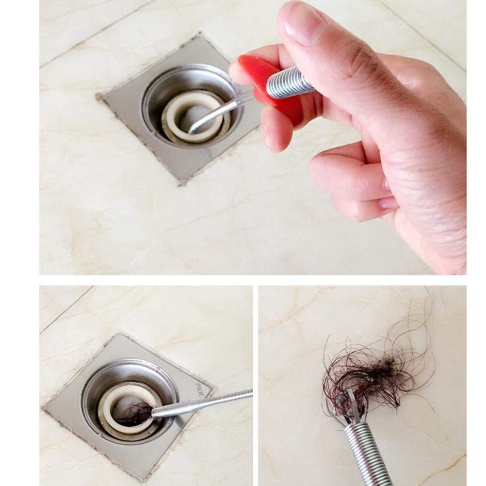 GLIVE Kitchen & Bathroom Sink Drain Cleaner Tool - 90CM Flexible Wire Stick for Hair Clog Removal, Pipe Snake Cleaner, Drain Unclogger - Perfect for Shower, Bathtub & Basin Drain Maintenance