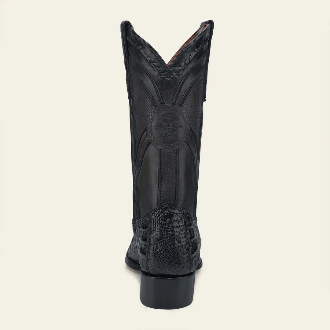 **Men's Cuadra Black Western Cowboy Caiman Boots - Genuine Leather, Comfortable & Stylish for Rodeo, Country Music Festivals & Western Fashion**