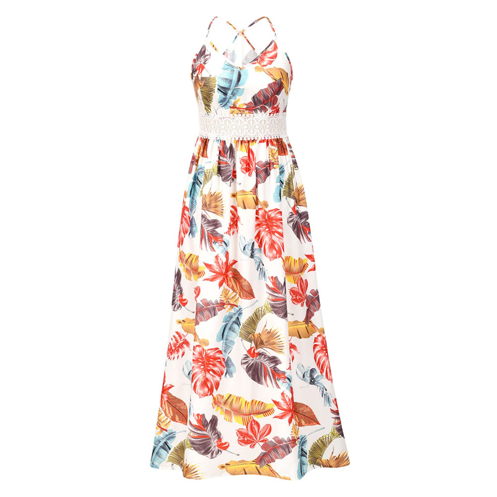 BOXIACEY Women's Floral Print Summer Maxi Dress - Sleeveless Suspender Slim Fit Long Dress for Casual, Beach, Party & Date Night Outfits | Spring & Summer Fashion 2022