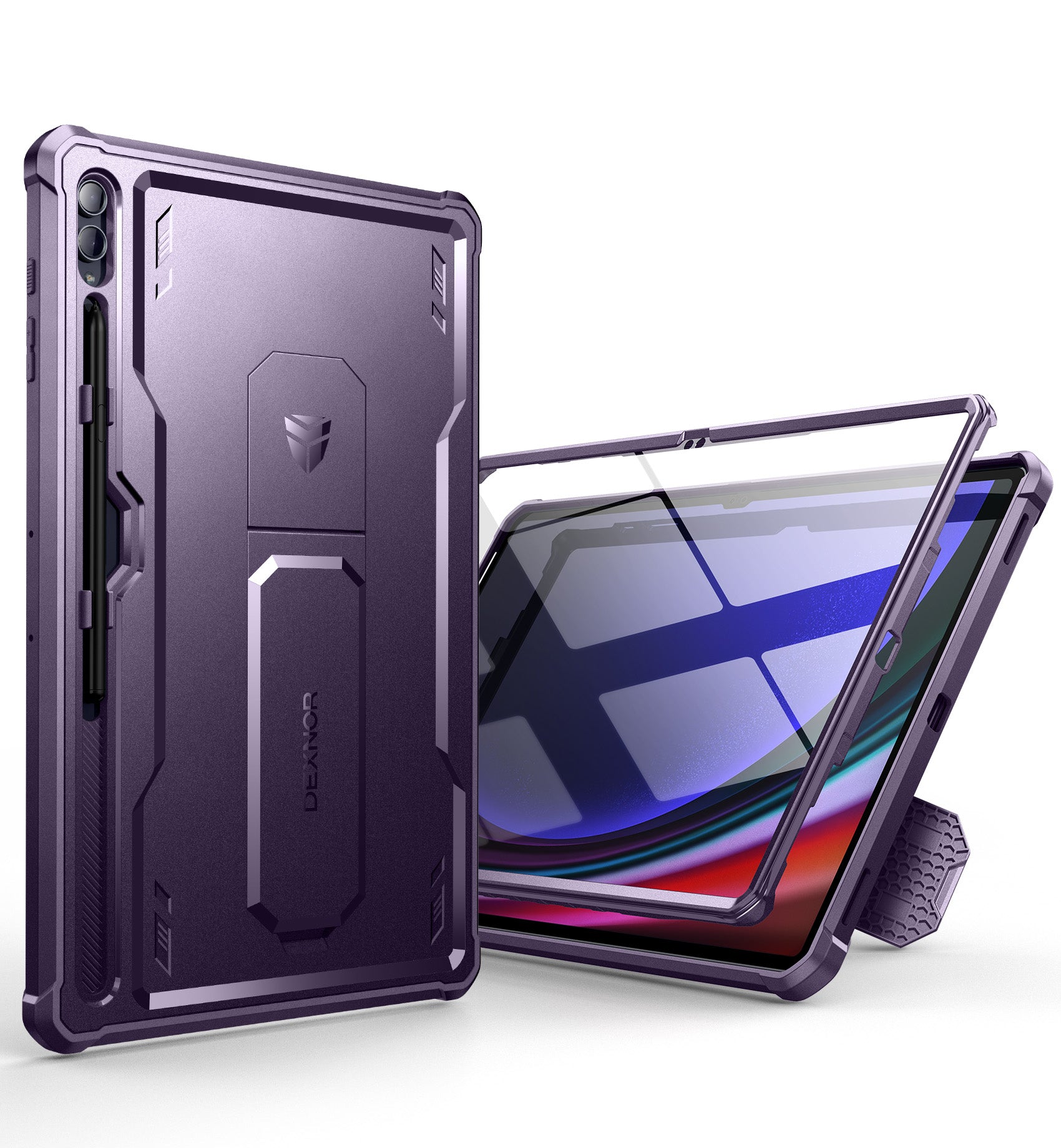 Dexnor Heavy Duty Shockproof Rugged Case for Samsung Galaxy Tab S9 Ultra with Screen Protector, Full Body Bumper, Kickstand & S Pen Holder - Perfect for Work, Travel and Outdoor Use