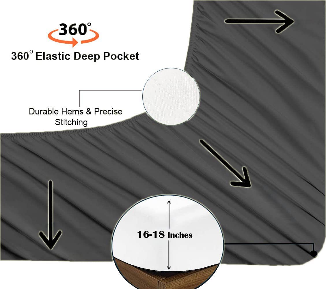 Luxury King Size Sheet Set - Ultra Soft & Breathable Egyptian Cotton Bed Sheets - 4 Piece Set with Deep Pocket (16-18 Inch) - Dark Grey Solid - Perfect for Hotel Style Comfort at Home, Guest Rooms & Master Bedrooms