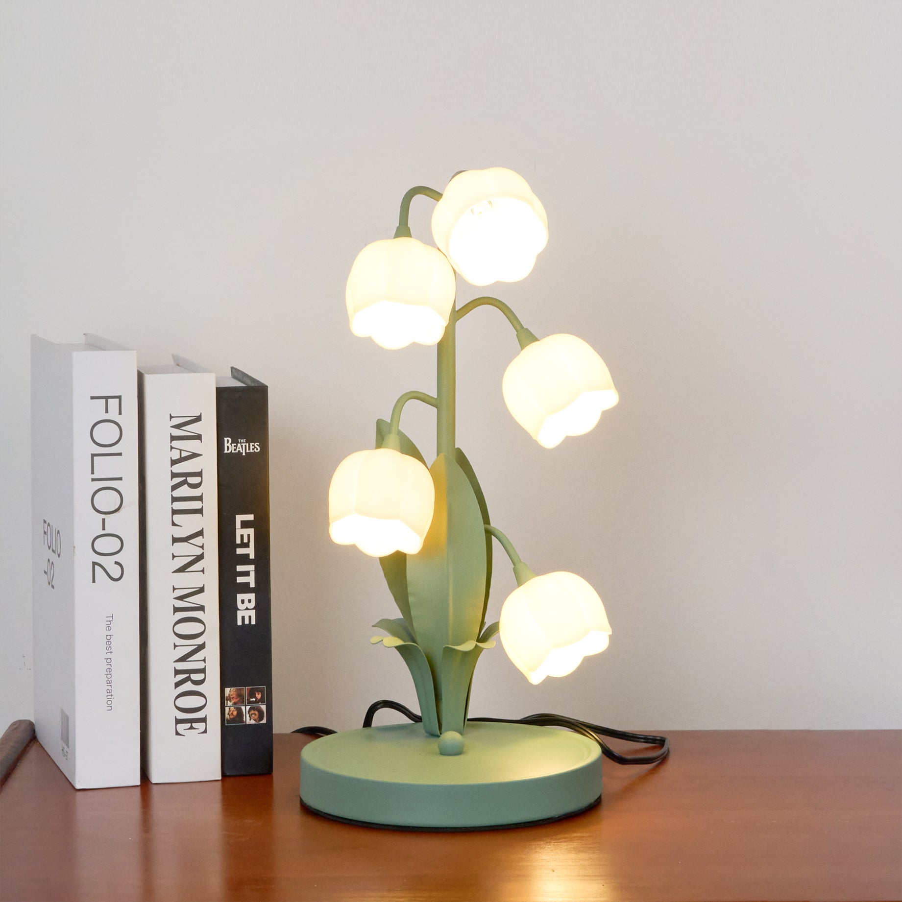 Green Lily Table Lamp - Modern LED Nightstand Light for Bedroom, Living Room & Office - Energy Efficient & Stylish Home Decor