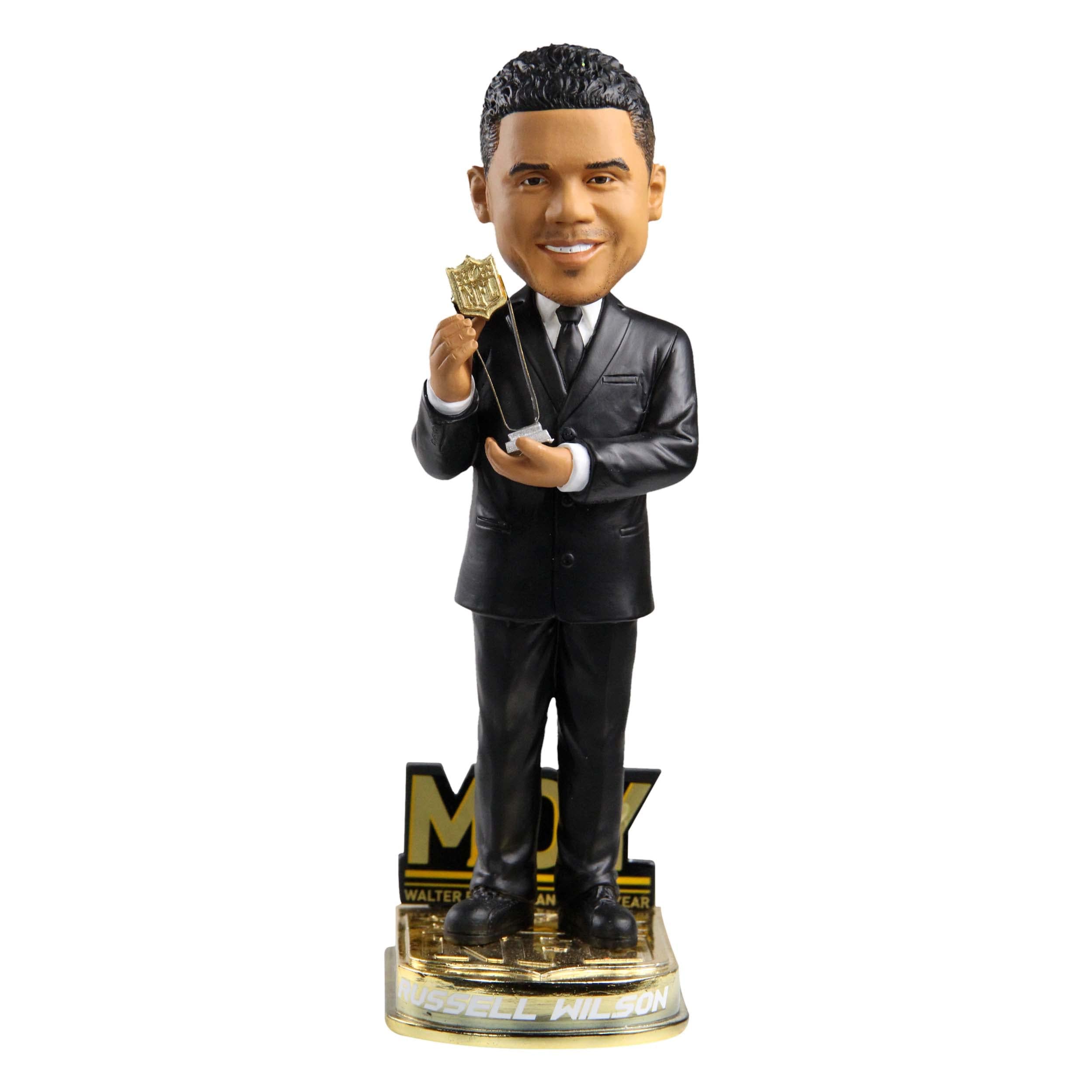 Russell Wilson Seattle Seahawks Man of the Year Bobblehead - Officially Licensed NFL Collectible for Fans & Sports Memorabilia - Perfect for Home Decor, Game Room, Office Display & Football Gifts