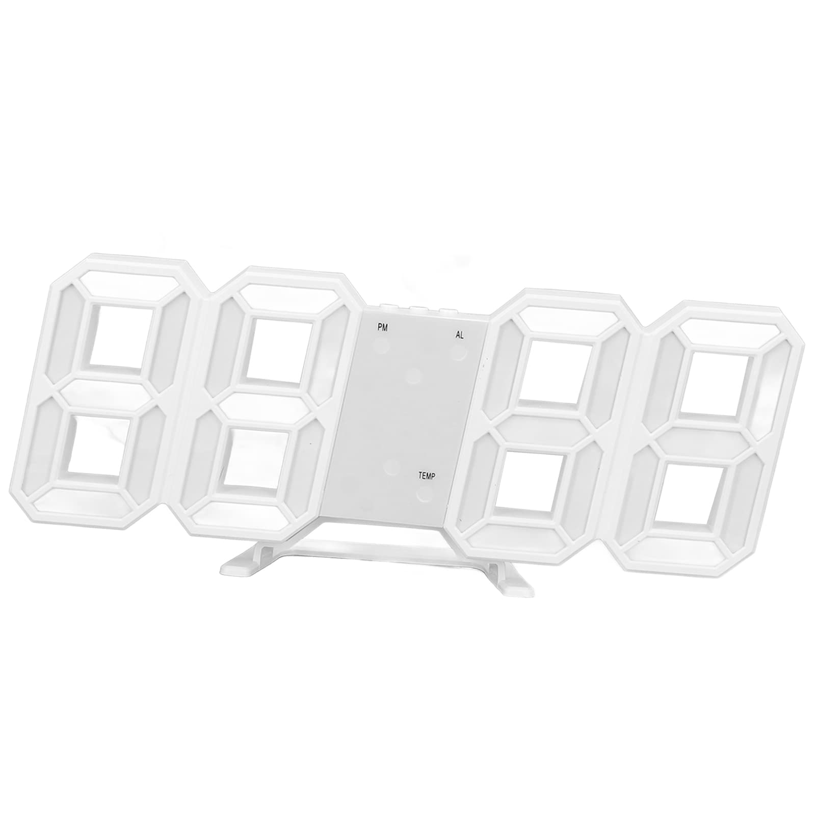 3D LED Digital Wall Alarm Clock with Timer - White Frame, USB Powered, Minimalist Design for Office & Home - Perfect for Bedrooms, Living Rooms, and Workspaces