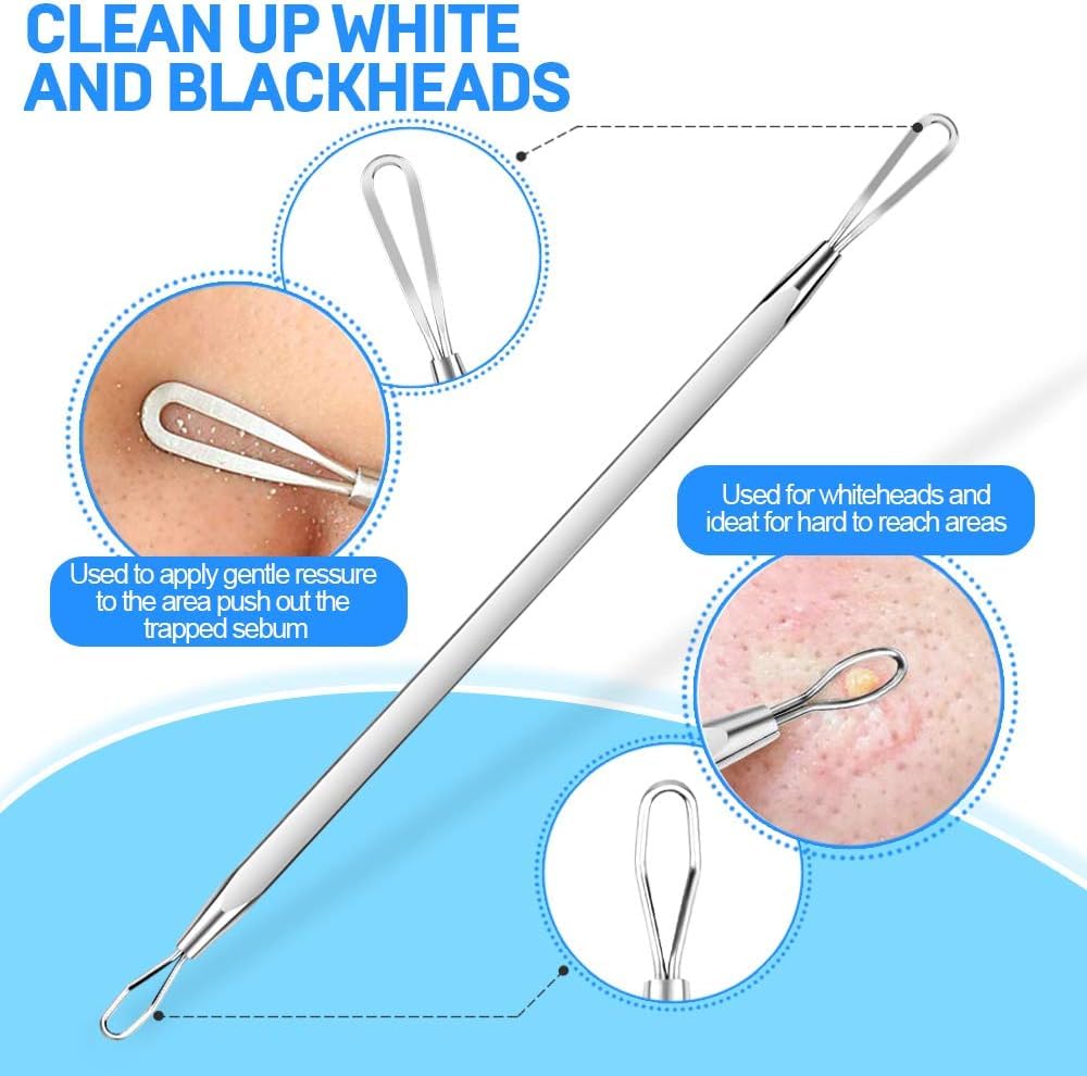 Gleevia 2-in-1 Pimple Extractor & Blackhead Remover Tool - Surgical Grade Acne Treatment for Face & Nose - Perfect for At-Home Skincare & Blemish Removal