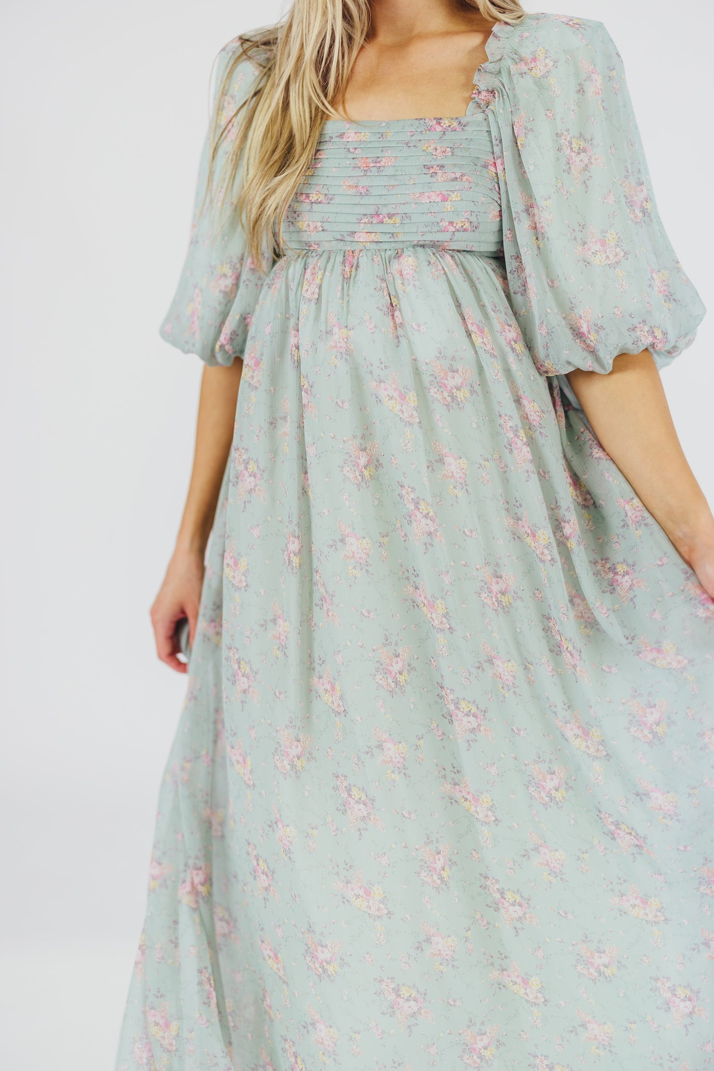 Melody Maxi Dress in Turquoise Floral Print - Bump Friendly Maternity Dress & Inclusive Sizing (S-3XL) - Perfect for Beach Vacations, Summer Weddings and Boho Chic Outfits