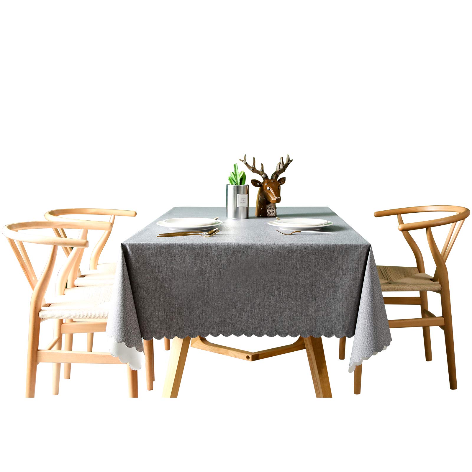 Waterproof Vinyl Tablecloth 90x90cm Grey for Outdoor Dining & Picnics