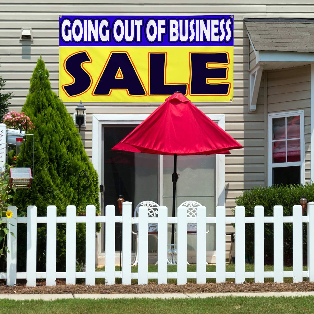 13 Oz Vinyl Going Out of Business Banner - 4ft x 8ft with 8 Grommets | Durable Store Closing Sign for Retail Sales, Liquidation Events & Business Clearance
