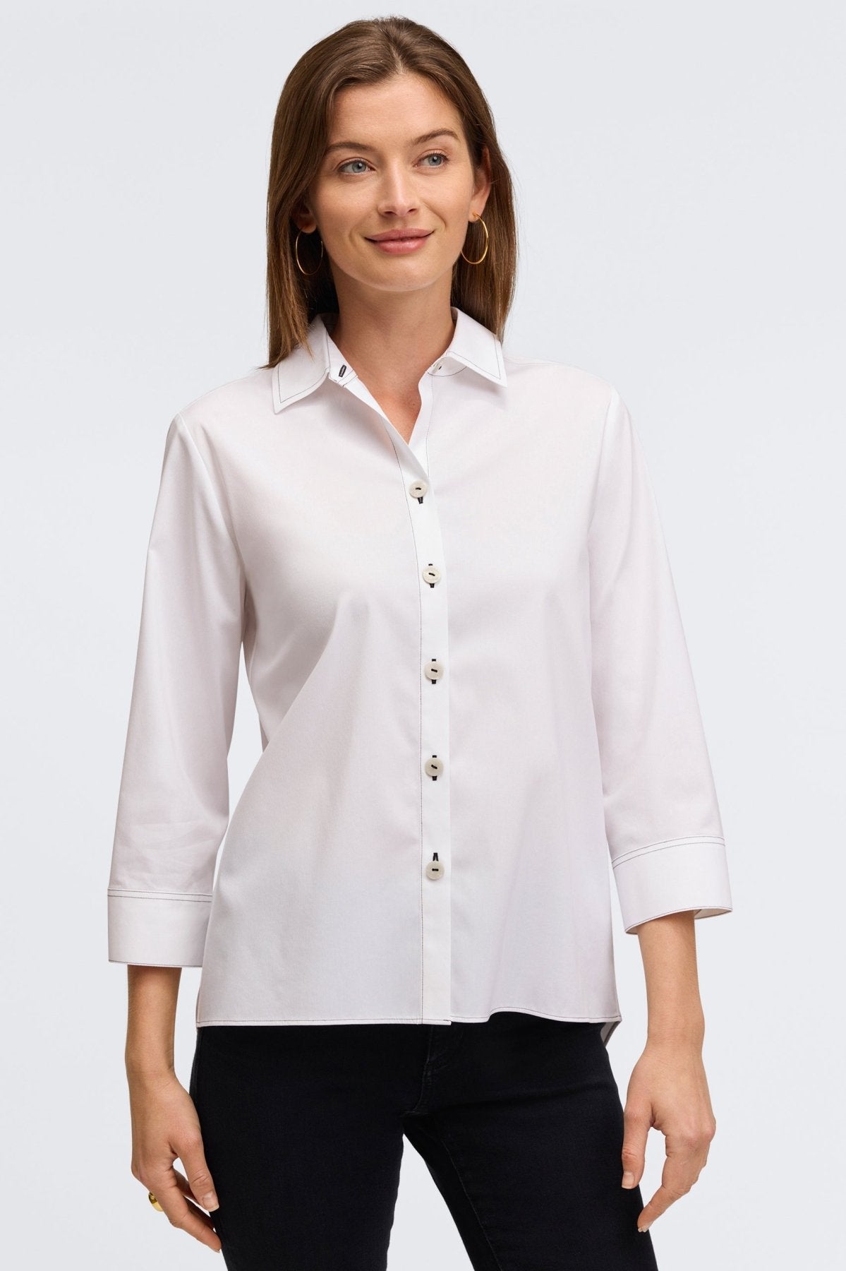 Kelly No Iron Stretch 3/4 Sleeve Wrinkle-Free Blouse for Women - Perfect for Office, Business Casual & Travel Outfits