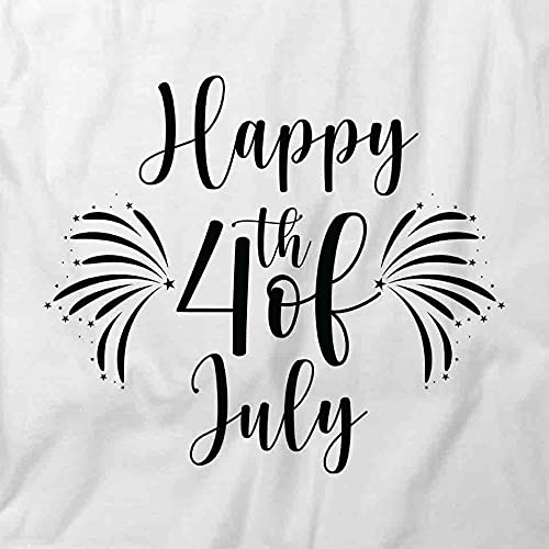 Happy 4th of July Patriotic T-Shirt - White Printed Graphic Tee for Men & Women | Perfect for Independence Day Celebrations, BBQ Parties & Fireworks Events