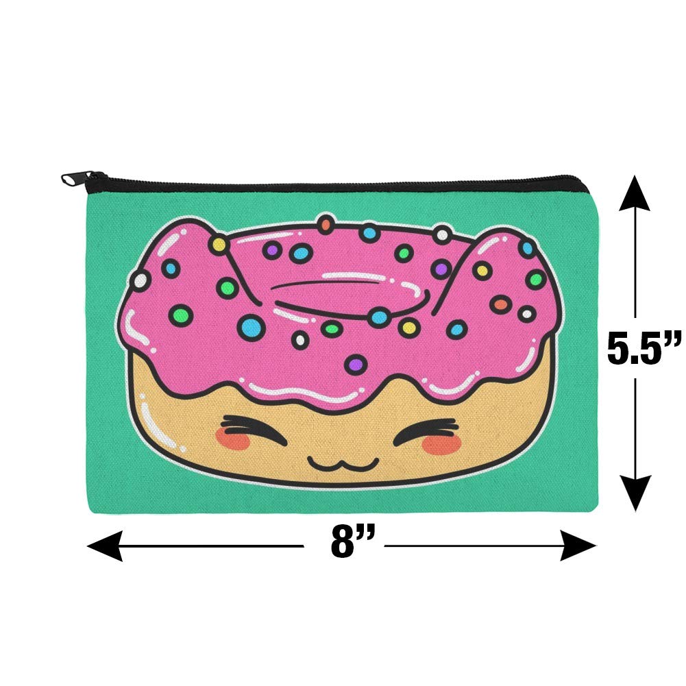 Cute Kawaii Cat Donut Makeup Cosmetic Bag Organizer Pouch - Waterproof Travel Toiletry Case for Women & Girls - Perfect for Makeup Storage, Travel Essentials, and Gift Giving