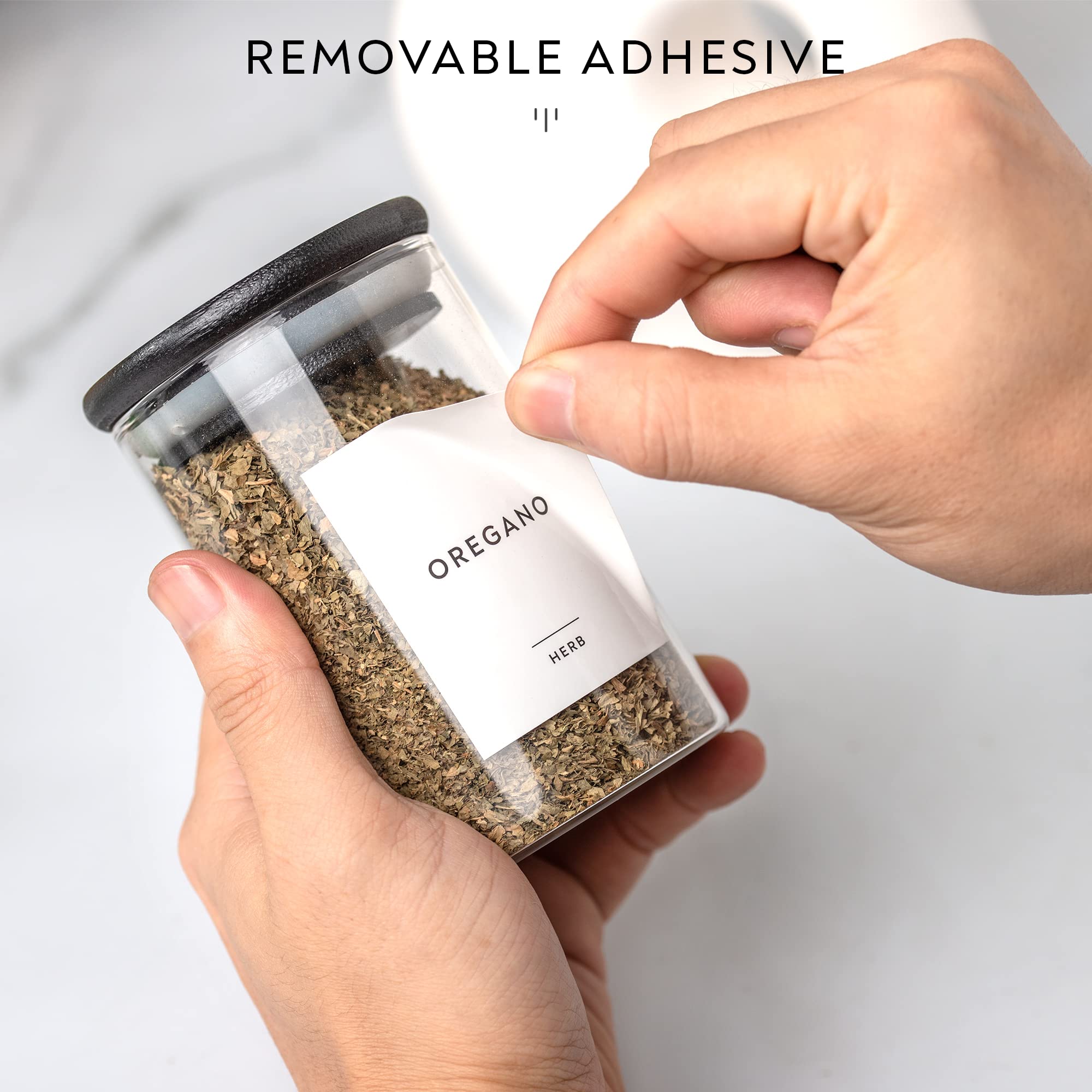 242-Pack Minimalist Pantry Labels - Waterproof Vinyl Stickers with Removable Adhesive (Black Text on White) - Fits Round, Square & Rectangle Glass Jars - Perfect for Organizing Baking Ingredients, Grains, Beans & Snacks - Ideal for Kitchen, Pantry & Food Storage Organization