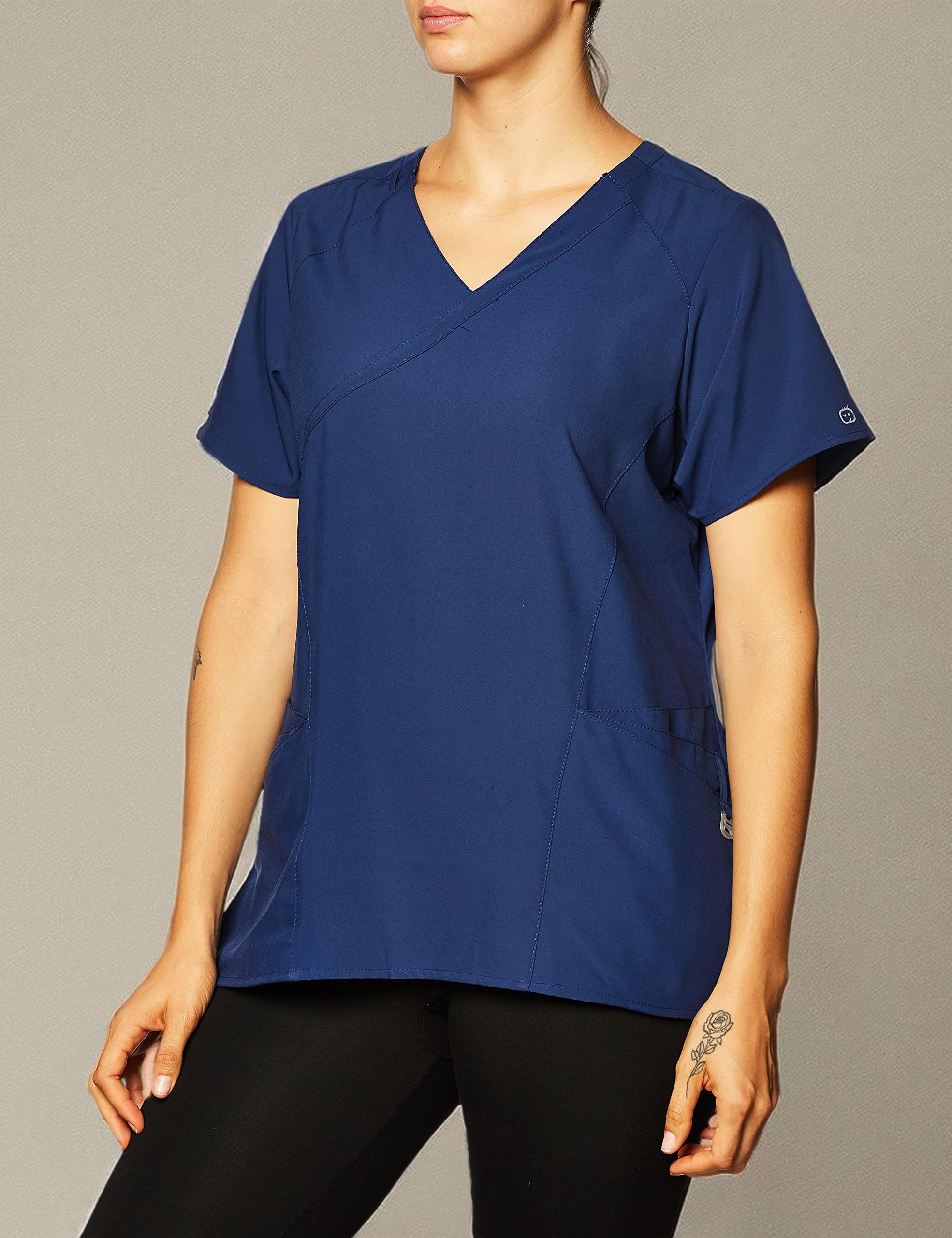 WonderWink Women's Mock Wrap Top - Comfortable Nursing & Work Scrub Top for Healthcare Professionals | Perfect for Hospitals, Clinics & Medical Offices
