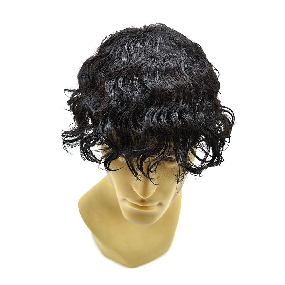 20MM Afro Curly Toupee for Men - 100% Human Hair Black Mens Wig with Fine Mono Lace & Poly Skin - African American Hair System Replacement (11x8 Inch, Jet Black) - Perfect for Daily Wear, Special Occasions & Hair Loss Solutions