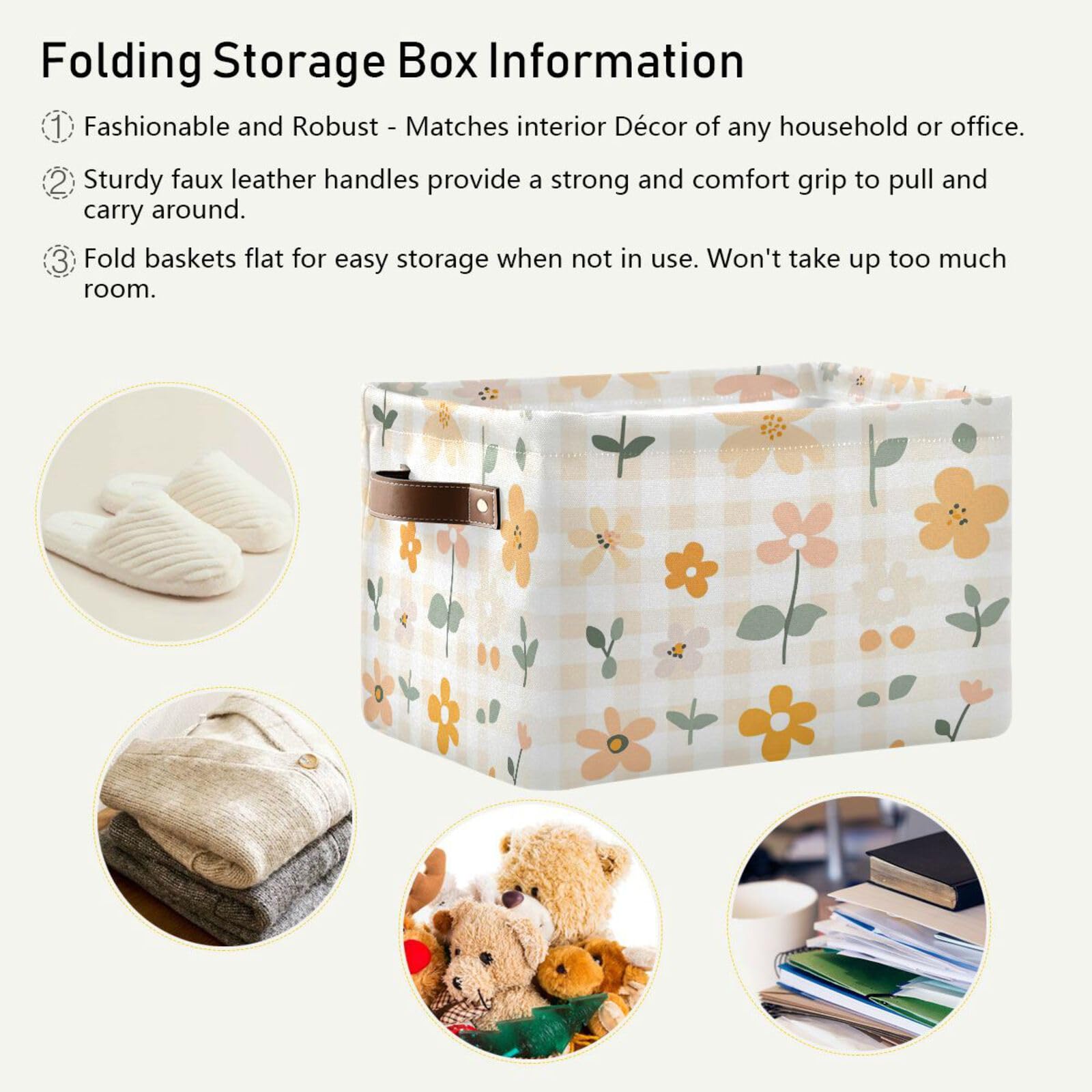 2-Pack Foldable Large Square Storage Baskets with Handles - Multi-Functional Closet Organizer for Toys, Books & Clothes | Perfect for Nursery, Bedroom & Playroom Organization