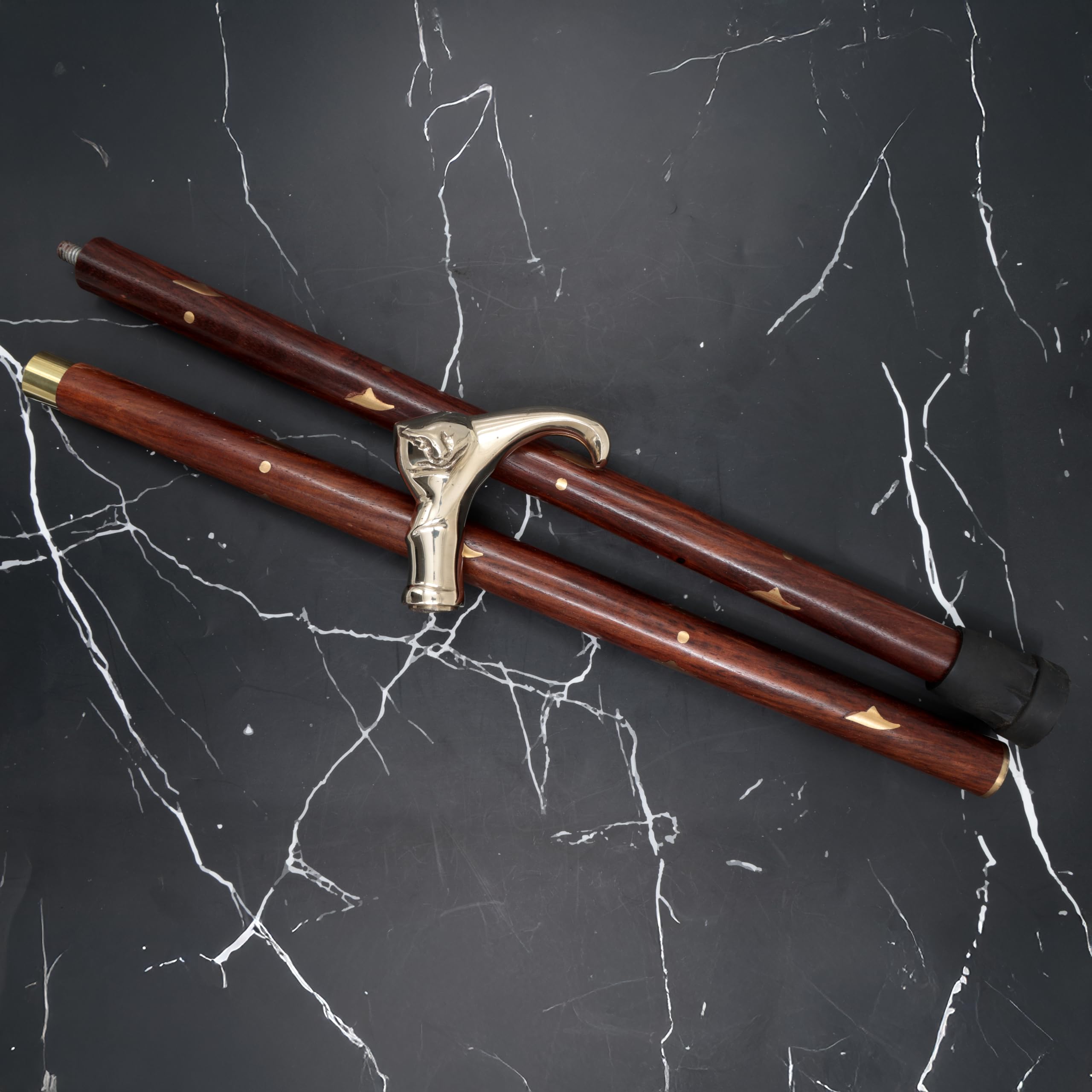 Premium Aluminum & Brass Decorative Rosewood Walking Cane - Full Size Adjustable Walking Stick for Men & Women - Ideal for Hiking, Fashion Accessory & Elderly Support