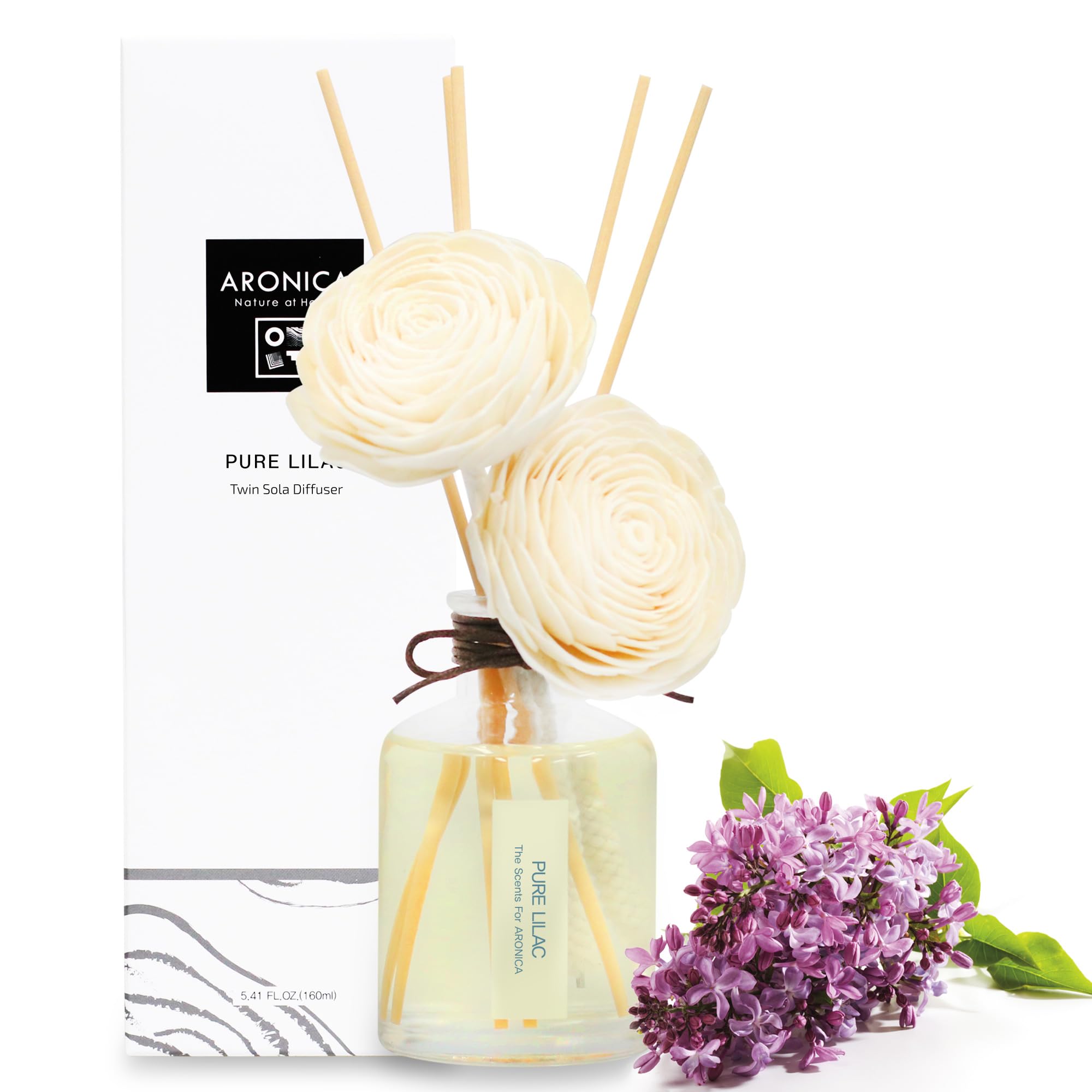 Aronica Fresh Cut Lilac Reed Diffuser - Luxury Home Fragrance Oil Set for Bedroom, Bathroom & Living Room Decor - Spa Scented Gift for Women, Housewarming & Relaxation - Perfect for Aromatherapy, Guest Room Ambiance & Cozy Home Atmosphere