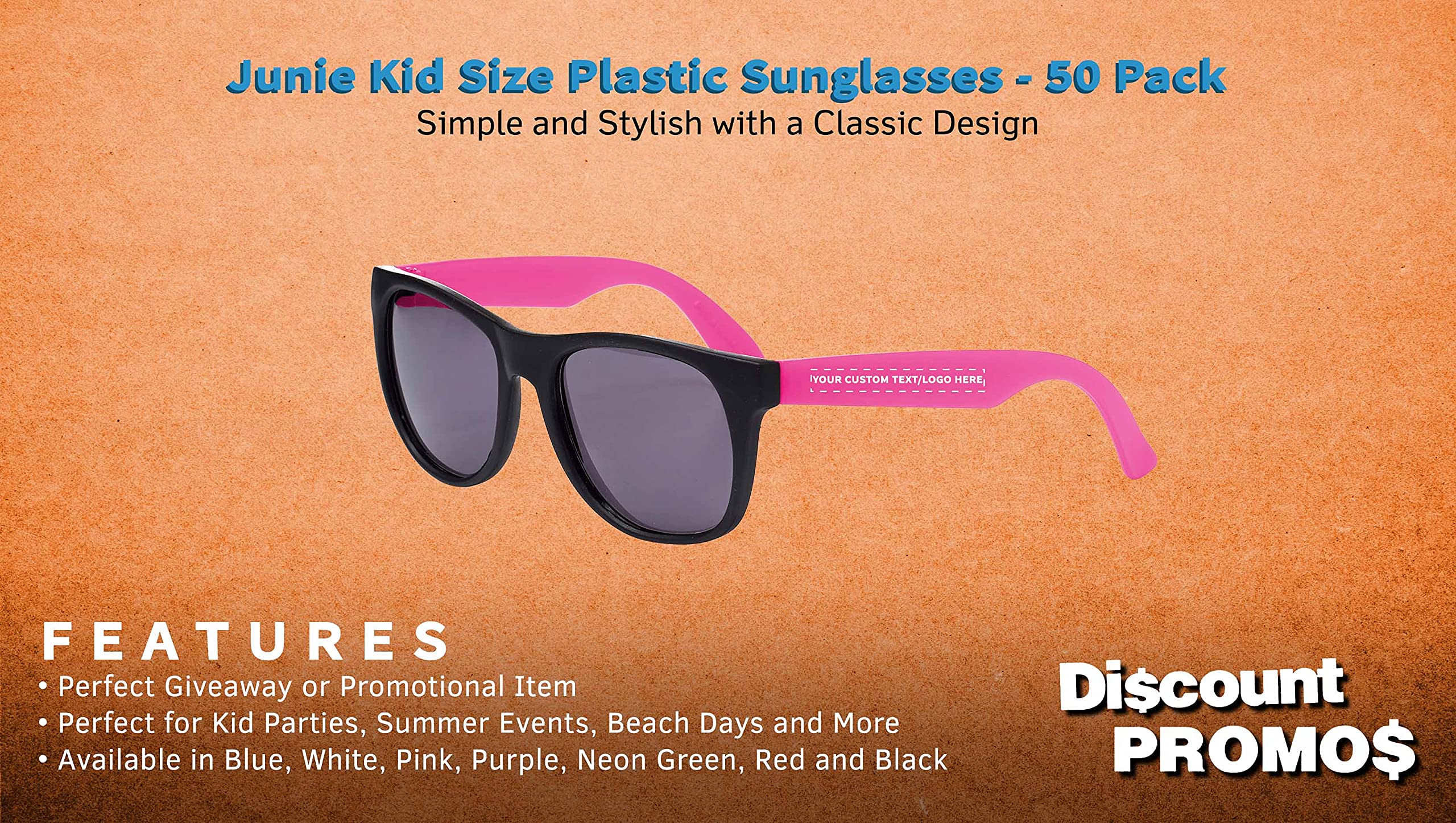 Junie Kids Plastic Sunglasses 6-Pack with UV400 Protection - Trendy Unbreakable Sunglasses for Boys & Girls - Perfect for Beach, Pool, Outdoor Play & Summer Activities