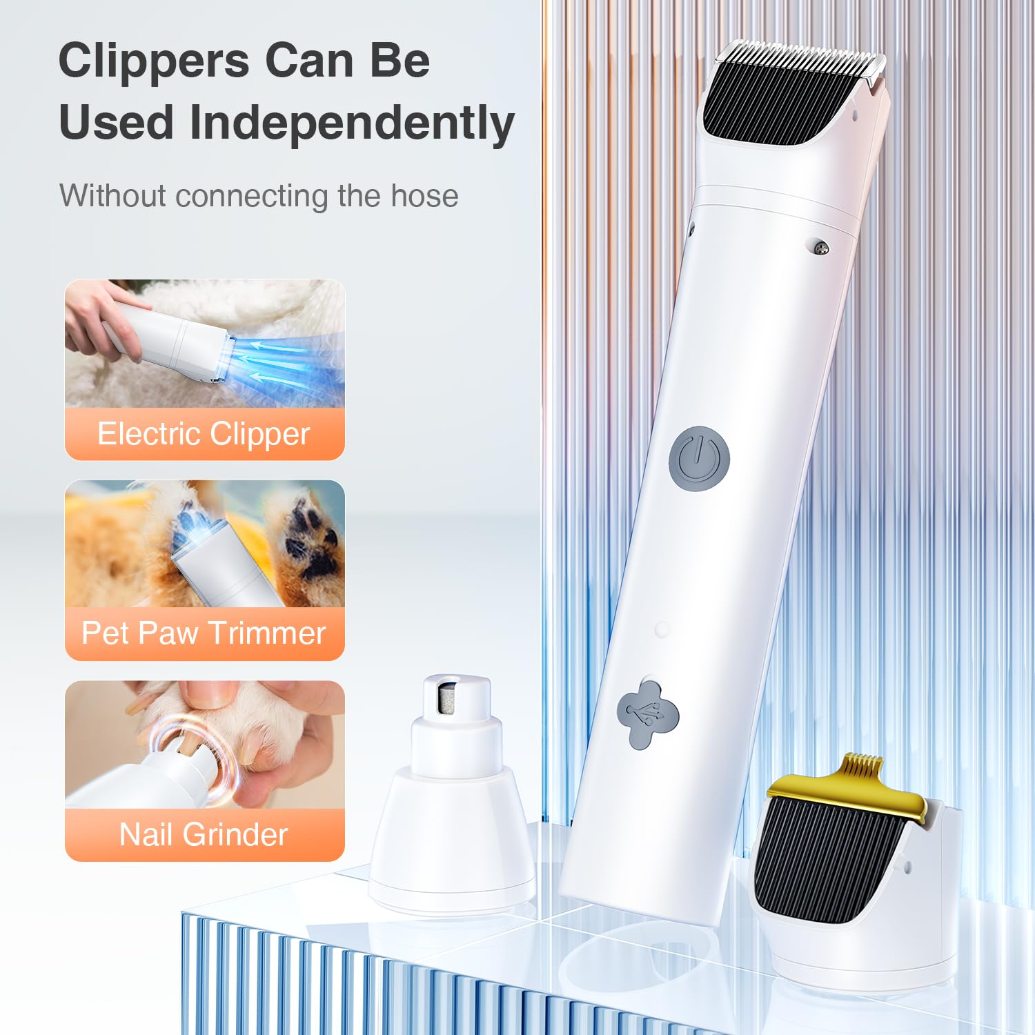 LABIGO 8-in-1 Professional Dog Grooming Kit - Pet Hair Vacuum, Adjustable Speed Hair Dryer, Electric Clippers, Nail Grinder & Paw Trimmer for Shedding Control - 2.7L Dust Cup - Perfect for Home Pet Grooming & Professional Salon Use