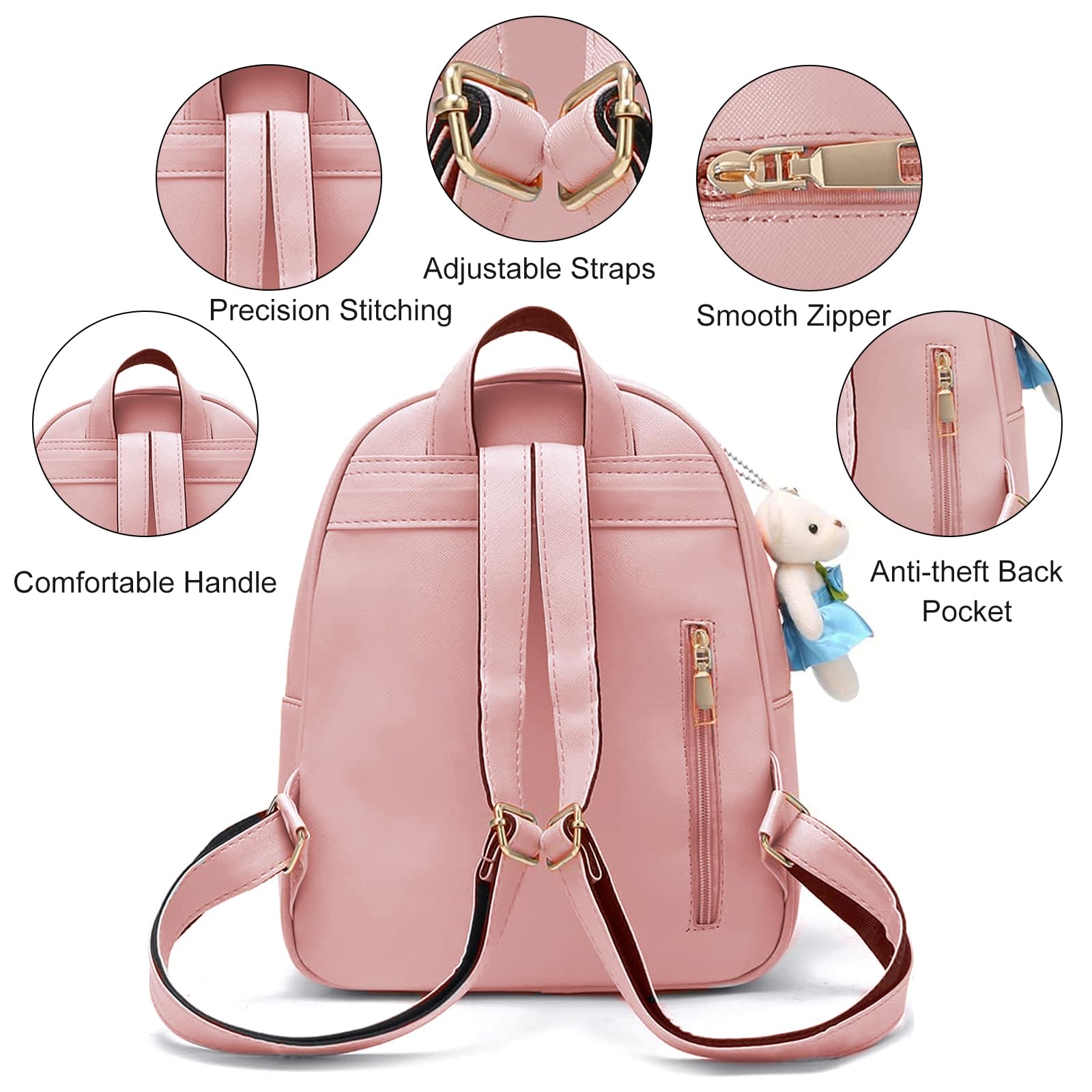 Cute Mini Backpack for Girls - PU Leather Small Backpack Purse Set for Teens & Kids | School, Travel, and Daily Use