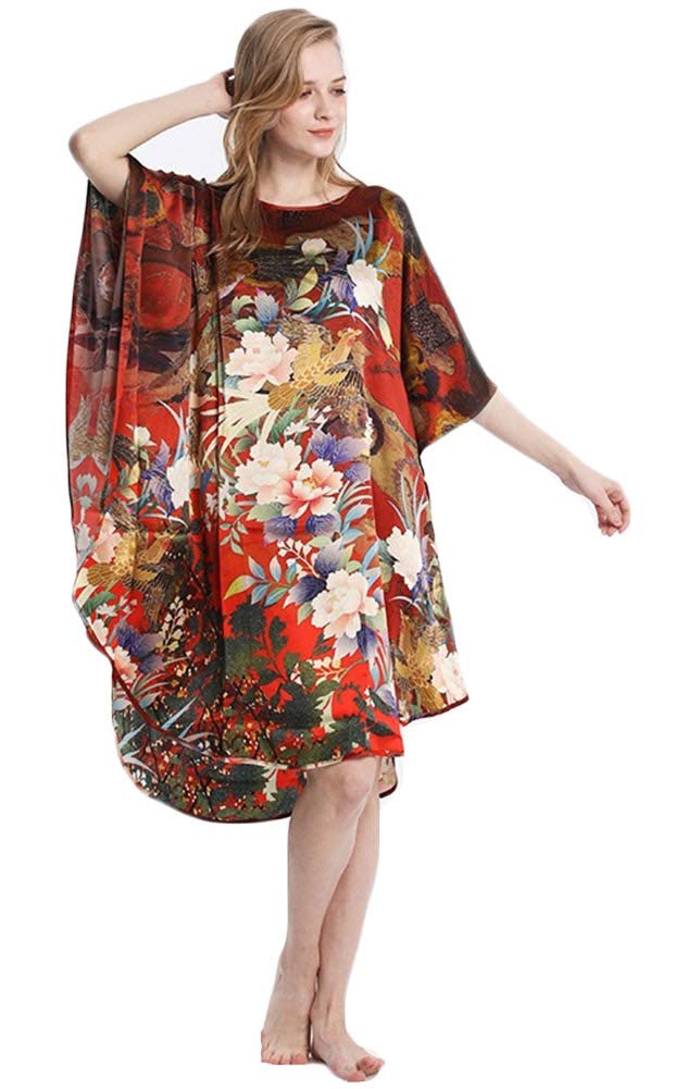 Grace Silk 100% Pure Mulberry Silk Nightgown with Batwing Sleeves - Luxurious Sleepwear for Women, Perfect for Bridal, Honeymoon & Relaxing at Home