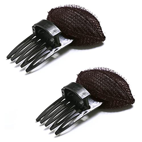 2PCS Women's Invisible Fluffy Hair Pad Sponge Clip Bun Maker, Volumizing Hair Cushion for Ponytail & Updo Hairstyles - Brown (Perfect for Weddings, Parties & Daily Styling)