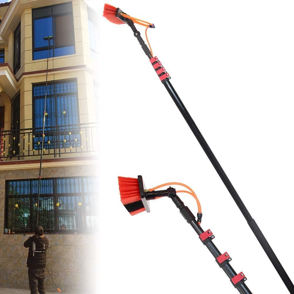 **11M Extendable Window Cleaning Pole with Telescopic Brush - Water Fed Roof Cleaner for Conservatory, Solar Panels, Buses & Car Wash - Ideal for High Reach Cleaning & Maintenance**