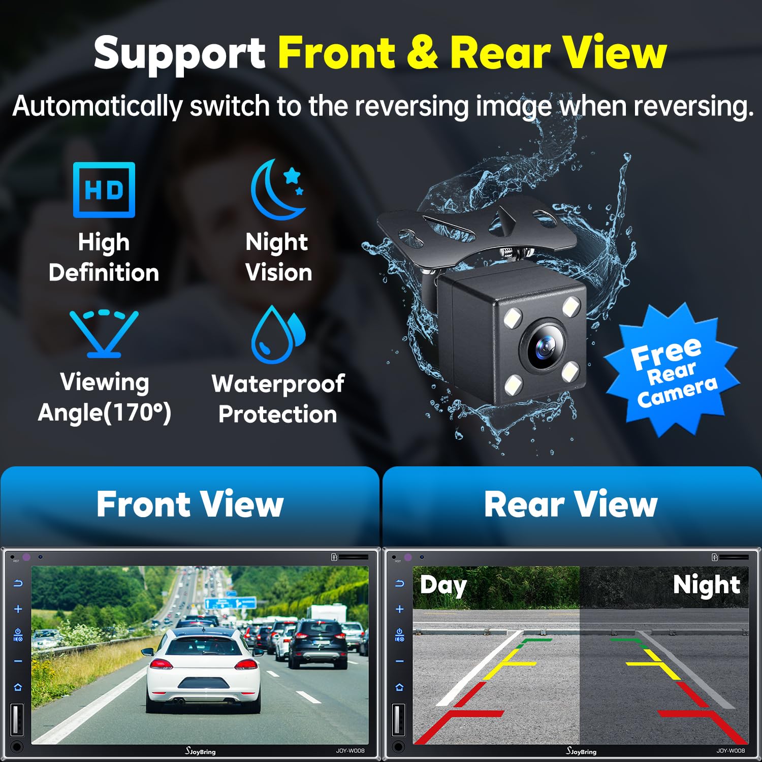7 Inch Double Din Car Stereo with Wireless Apple CarPlay & Android Auto - Bluetooth, 4-Channel RCA, HD Touchscreen, Subwoofer Output, Backup Camera, Steering Wheel Control - Perfect for Upgrading Your Toyota, Honda, Ford, Chevy & More (FM/AM Radio Included)