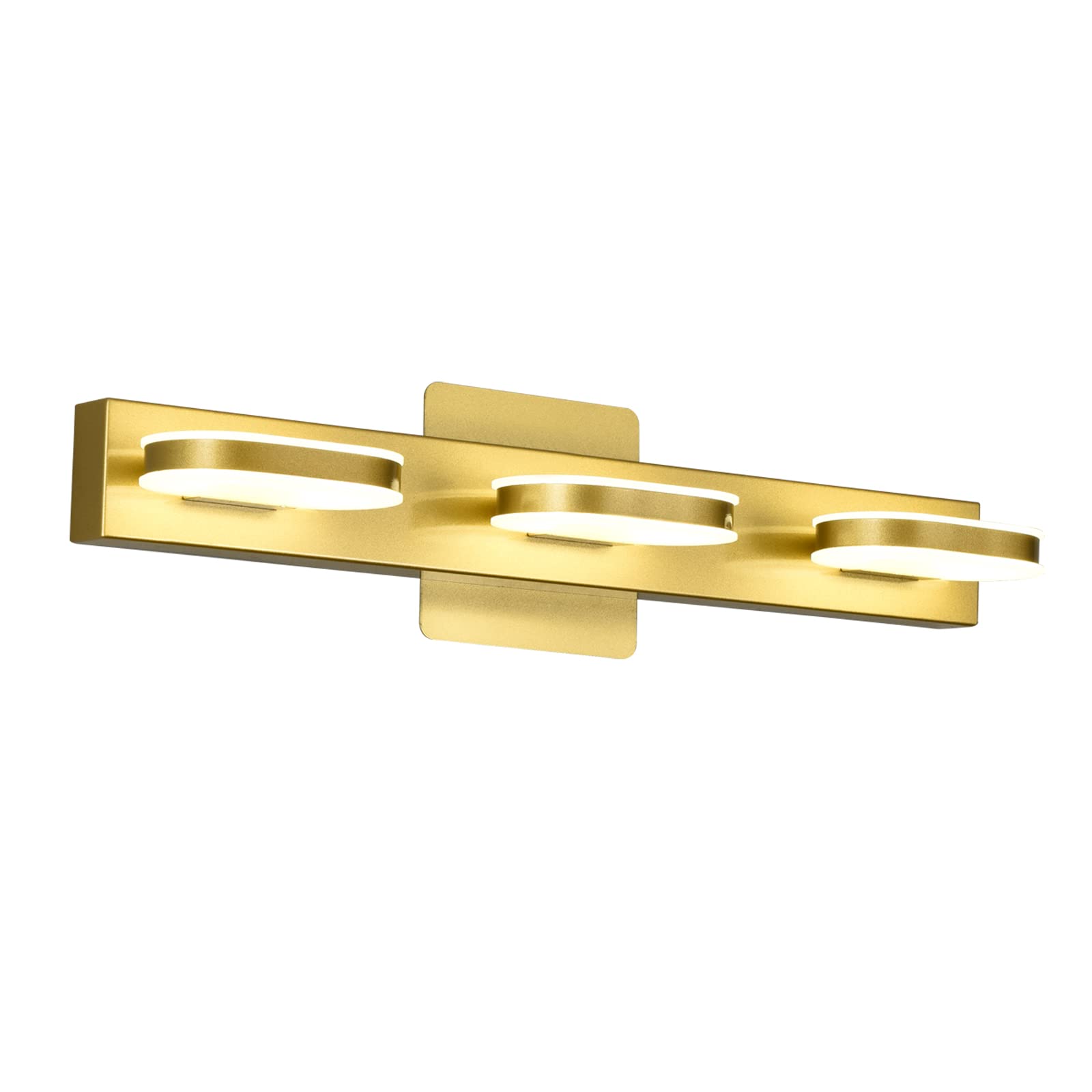 Myhaptim Modern LED 3-Light Bathroom Vanity Light Fixture - 19 Inch Wall Sconce with Natural White Light in Gold Finish - Perfect for Bathroom, Bedroom, and Dressing Room Makeup Lighting