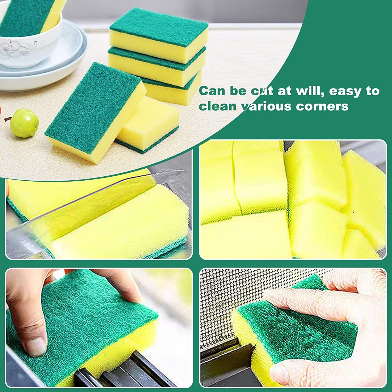 40-Pack Individually Wrapped Kitchen Sponges | Non-Scratch Dishwashing Sponges for Cleaning Dishes | Odor-Free Scouring Pads | Perfect for Home, Travel & Apartment Use