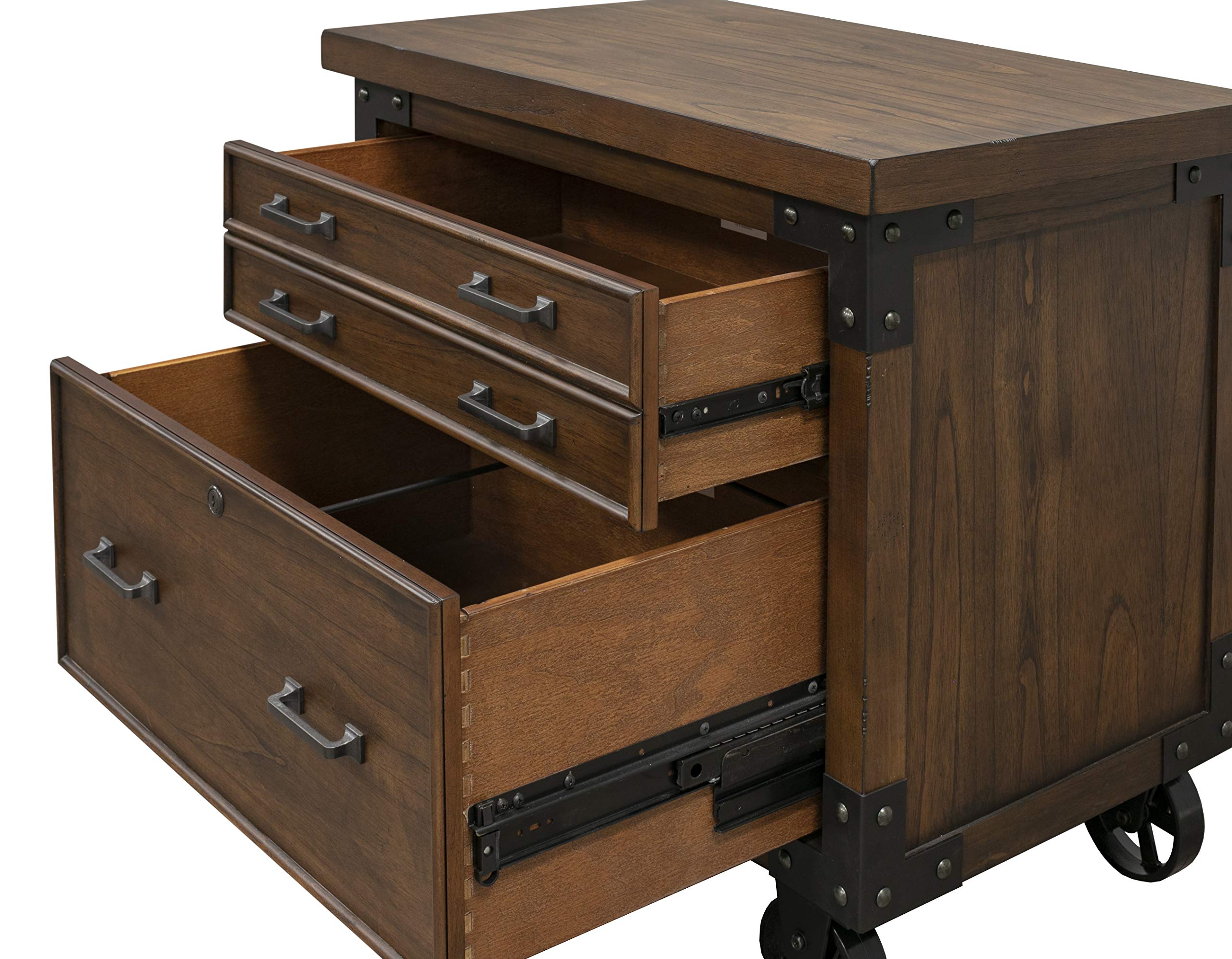 Martin Furniture 2-Drawer Lateral File Cabinet - Brown Wood Finish for Home Office & Business Storage Organization