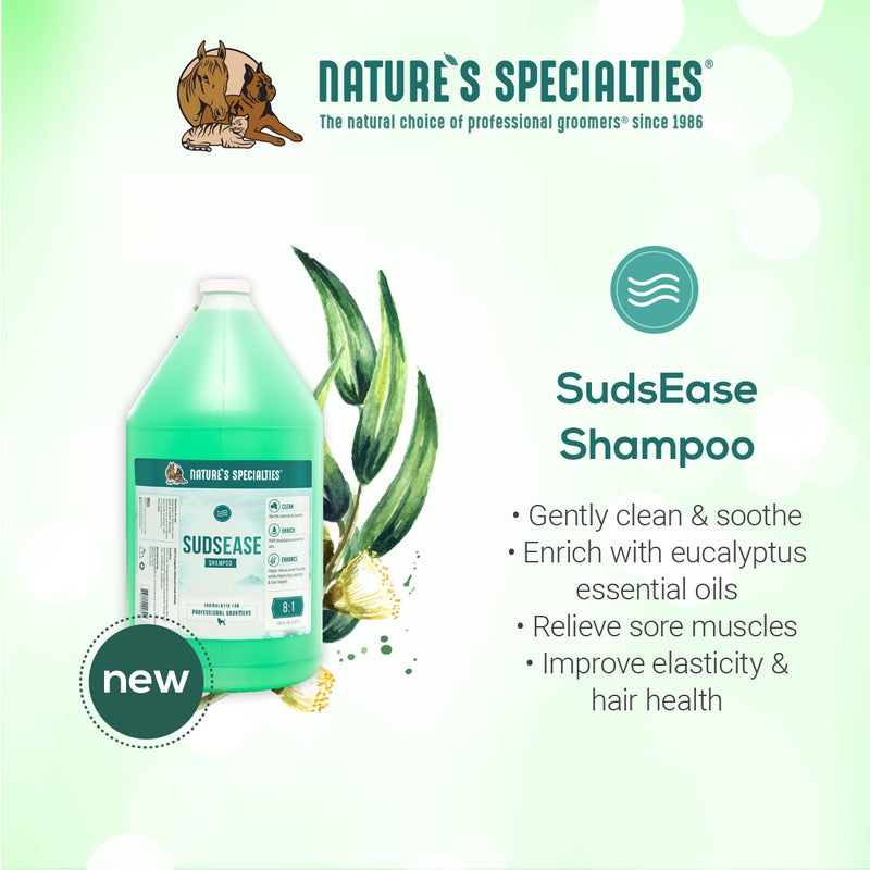 Nature's Specialties SudsEase Shampoo - Gentle Cleansing for Dogs & Cats | Hypoallergenic Pet Shampoo for Sensitive Skin | Perfect for Bath Time & Grooming at Home