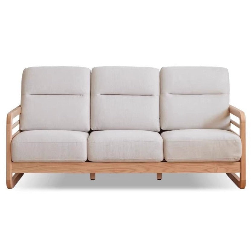 Oak Wood Fabric Sofa with String Style Backrest - Modern Living Room Furniture for Comfortable Home Decor