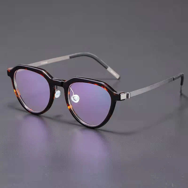 Aimee Women's Full Rim Flat Top Oval Acetate Titanium Eyeglasses Frame 81046 | Lightweight & Durable | Perfect for Work, Reading & Everyday Fashion