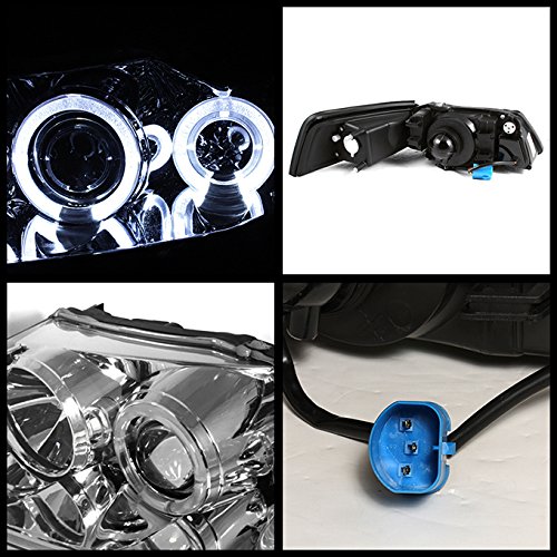 AKKON Chrome Clear Dual Halo 2-in-1 Projector Headlights with Corner Signal Lamps for Ford Mustang Coupe - High Performance LED Lighting for Night Driving & Custom Car Upgrades