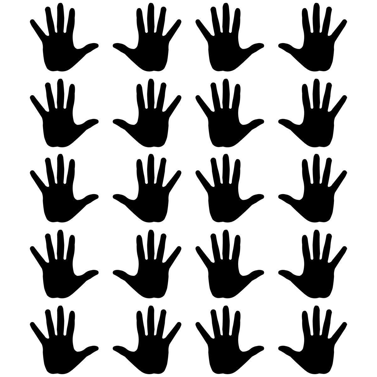 VWAQ Handprint Wall Decals - 20 Pack Black Peel and Stick Wall & Floor Stickers - DIY Home Decor for Kids Room, Nursery, Playroom, Classroom, and Office