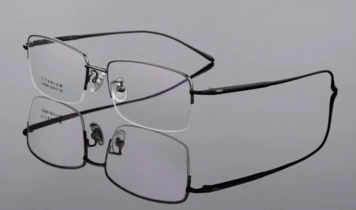Brightzone Unisex Semi-Rim Square Titanium Eyeglasses 71206 - Lightweight Durable Frames for Work, Reading & Everyday Wear