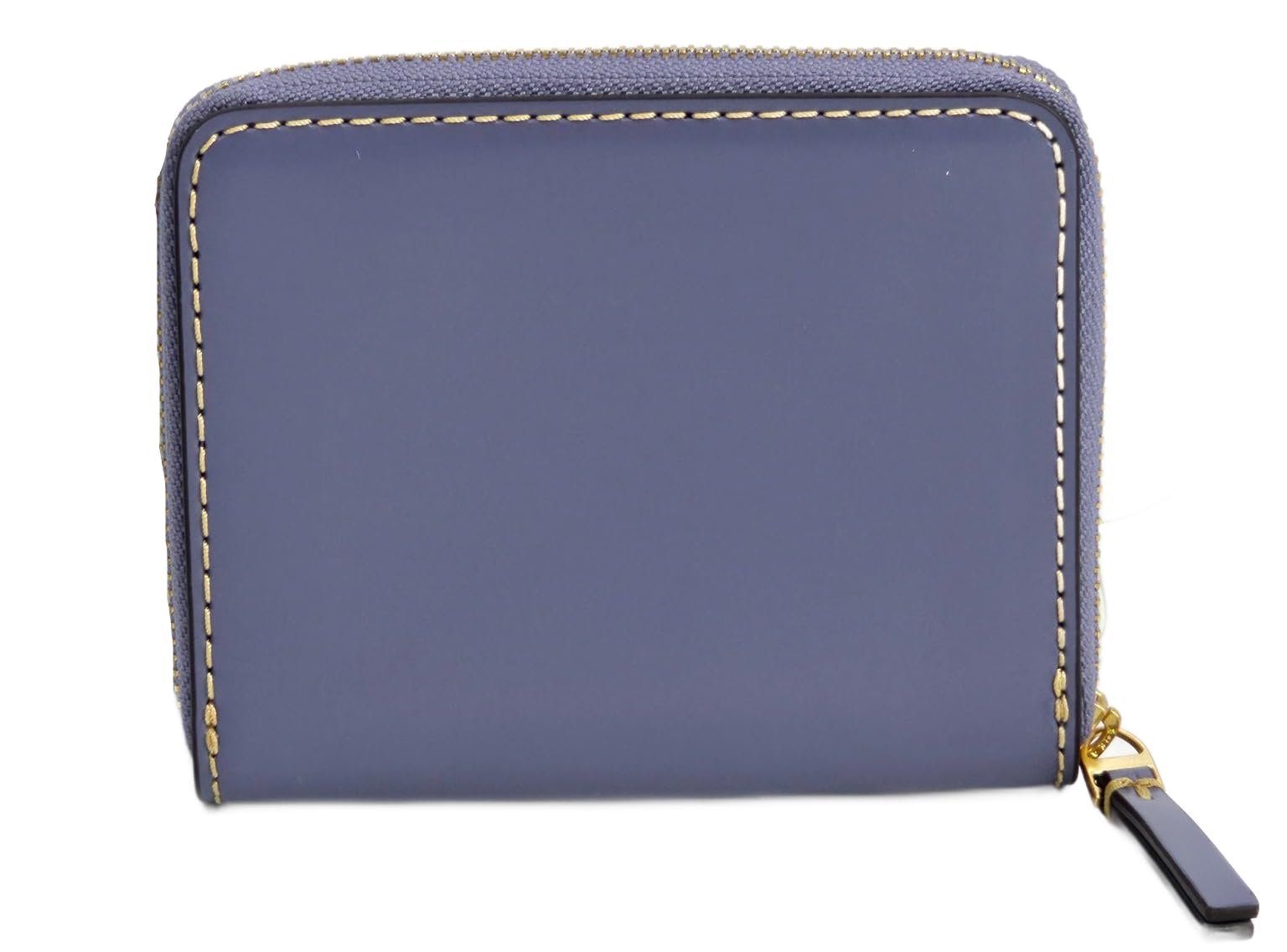 Tory Burch Britten Blue & Gold Leather Women's Bifold Wallet - Slim RFID Blocking Credit Card Holder for Everyday Use & Travel