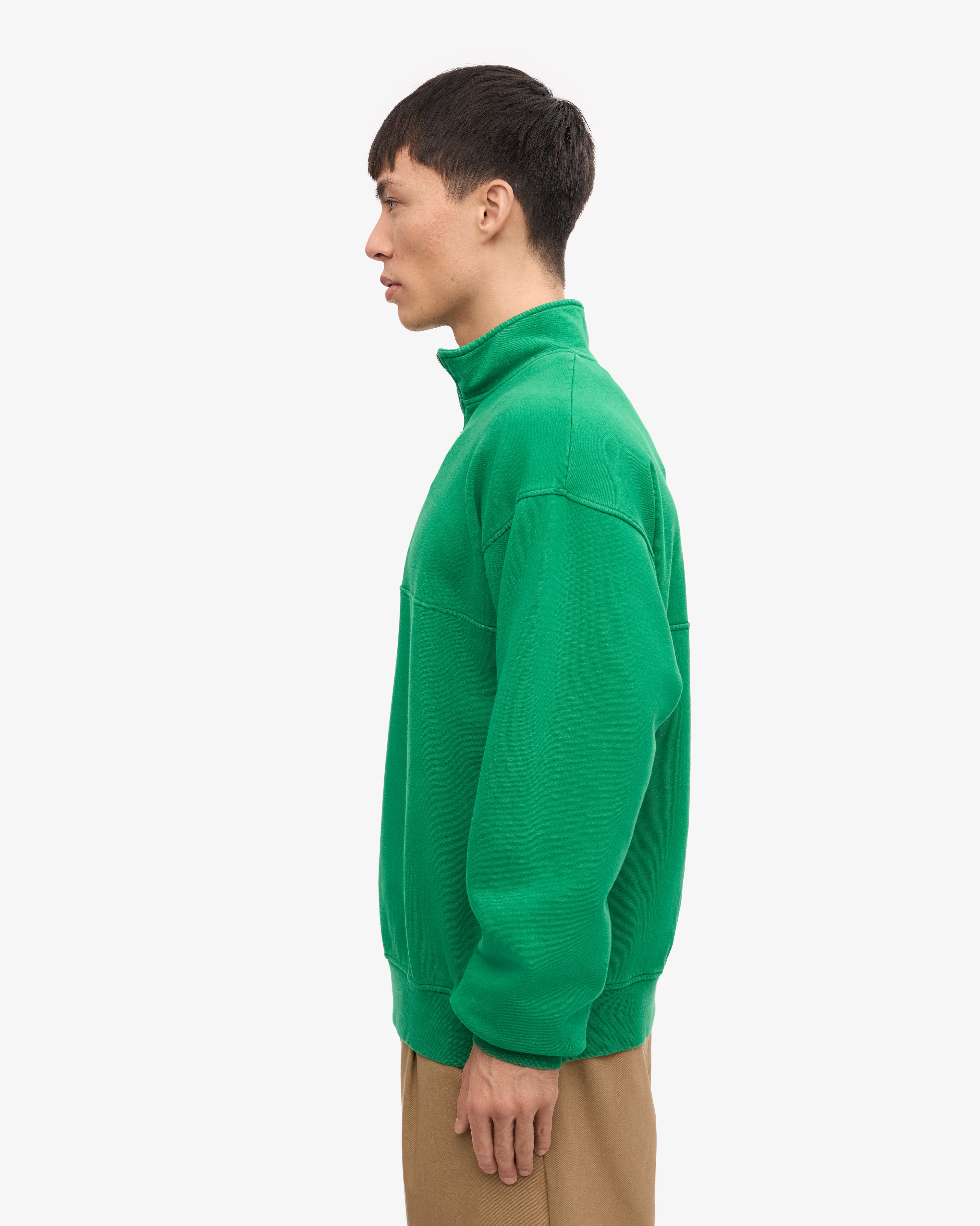 Organic Quarter Zip Sweatshirt for Men & Women | Soft Eco-Friendly Cotton | Kelly Green | Perfect for Casual Wear, Outdoor Activities & Layering