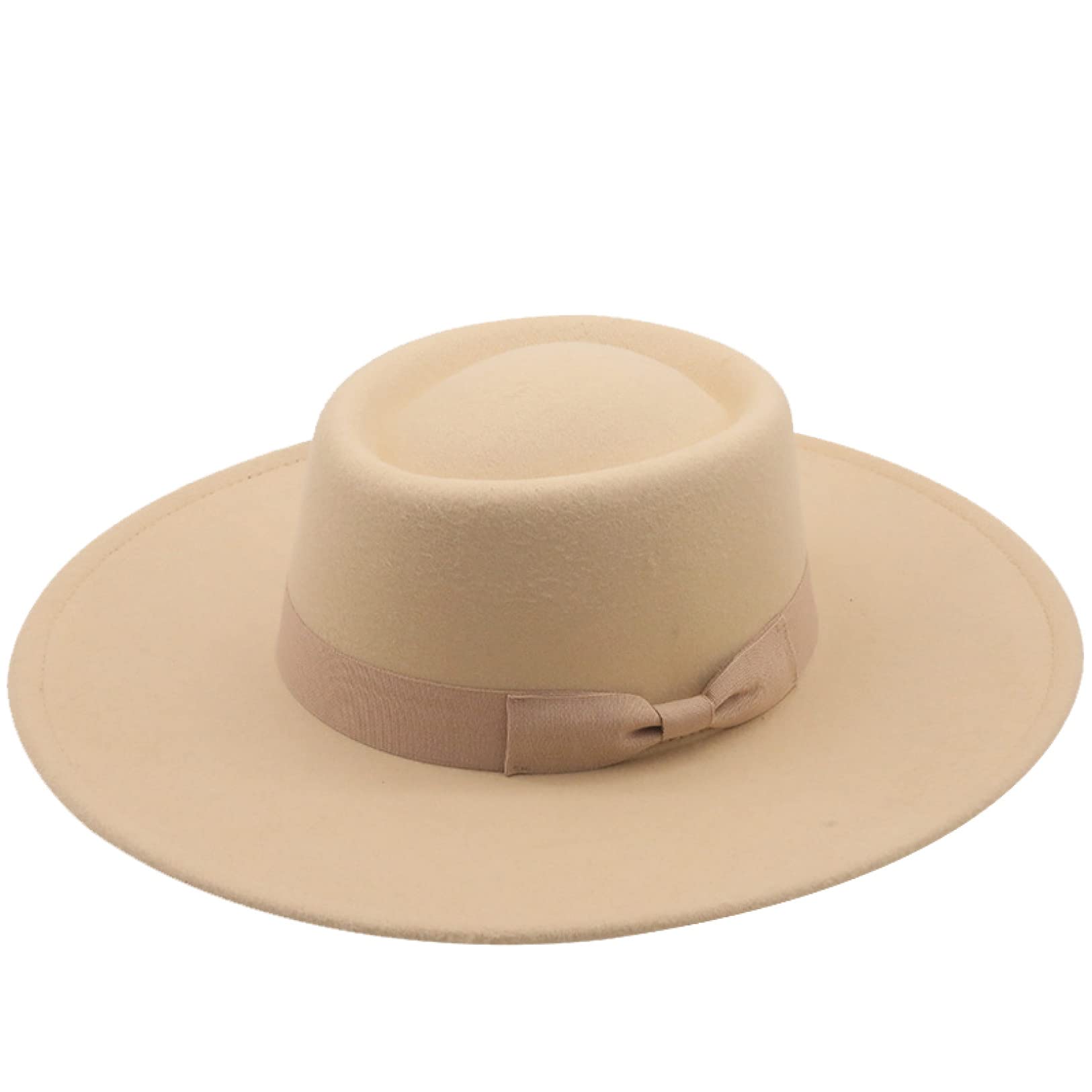 Stylish Wool Felt Fedora Hat for Men & Women - Wide Brim Sun Hat with Bow | Fashionable Unisex Sun Protection Hat for Outdoor, Party, and Casual Wear