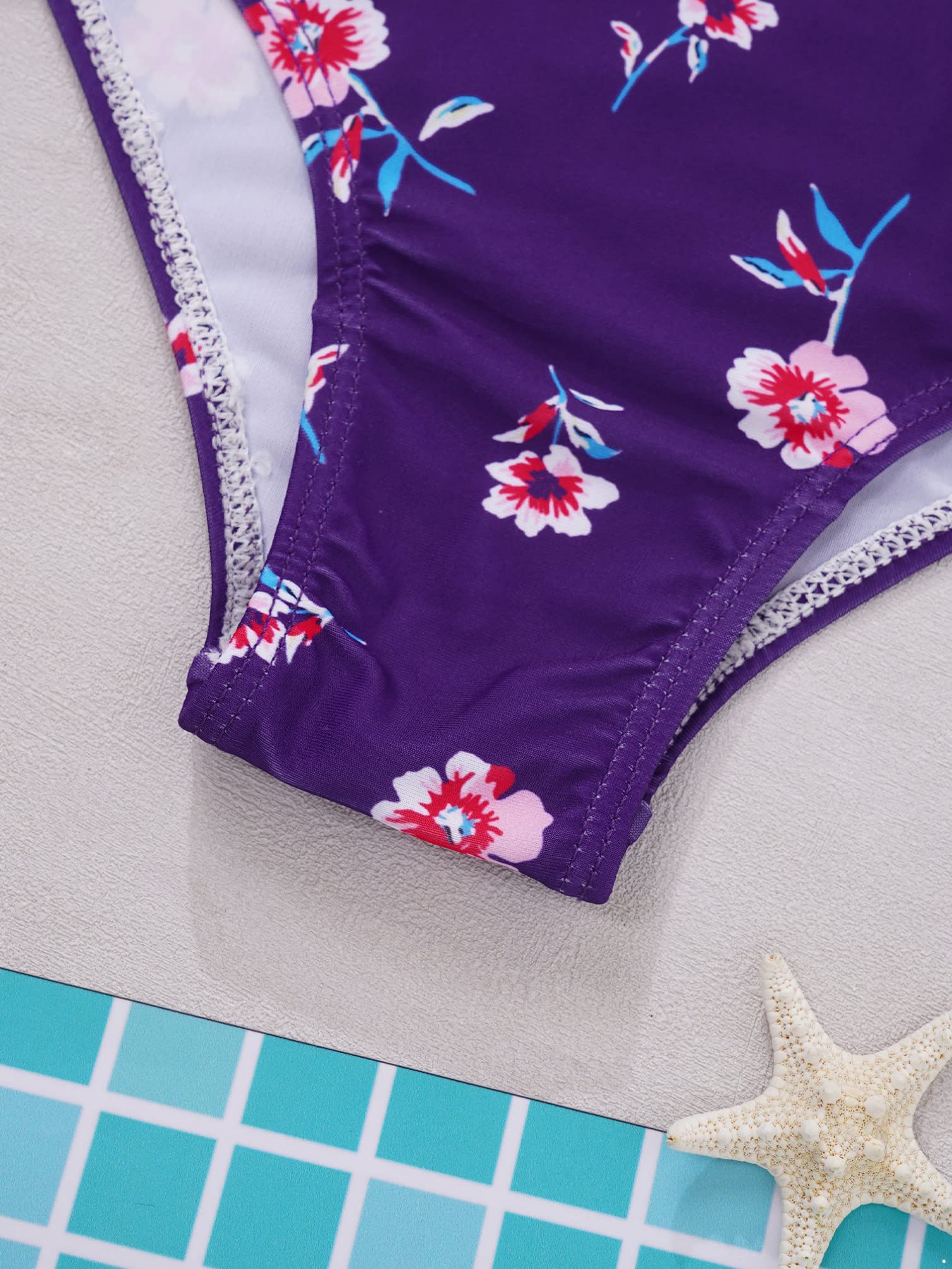 Moily Girls Floral One Shoulder Ruffles One Piece Swimsuit - Women's Sexy Surfing Bathing Suit for Beach, Pool & Vacation | Perfect for Summer, Swim Parties & Tropical Getaways