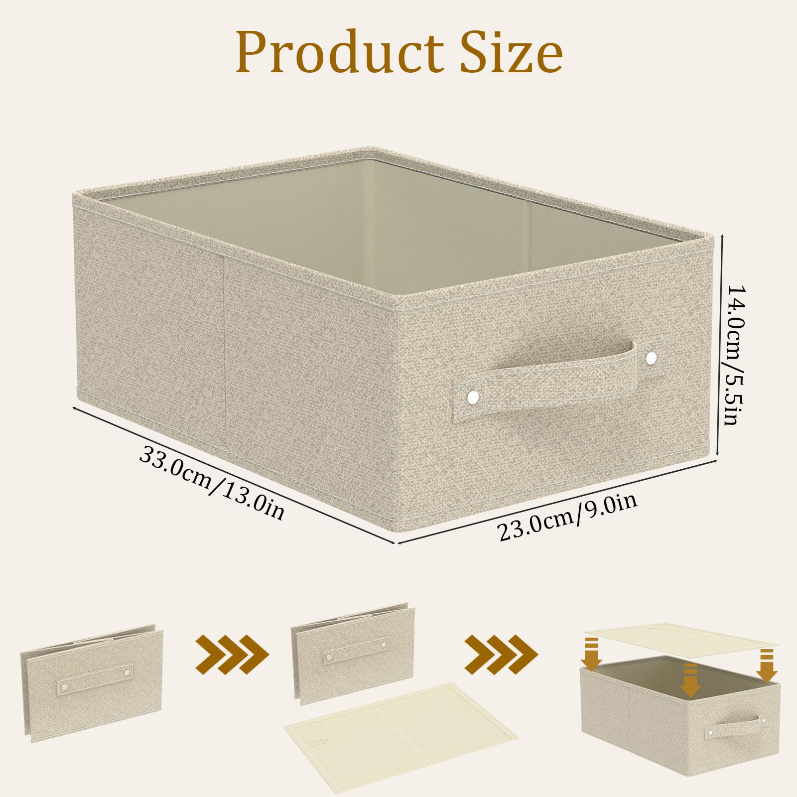 Collapsible Wardrobe Organizer & Fabric Storage Bins - 2 Pack Grey & Beige Foldable Closet Organizers (13x9x5.5 Inch) for Bedroom, Office & Home Organization - Space Saving Storage Cubes for Clothes, Toys & Accessories