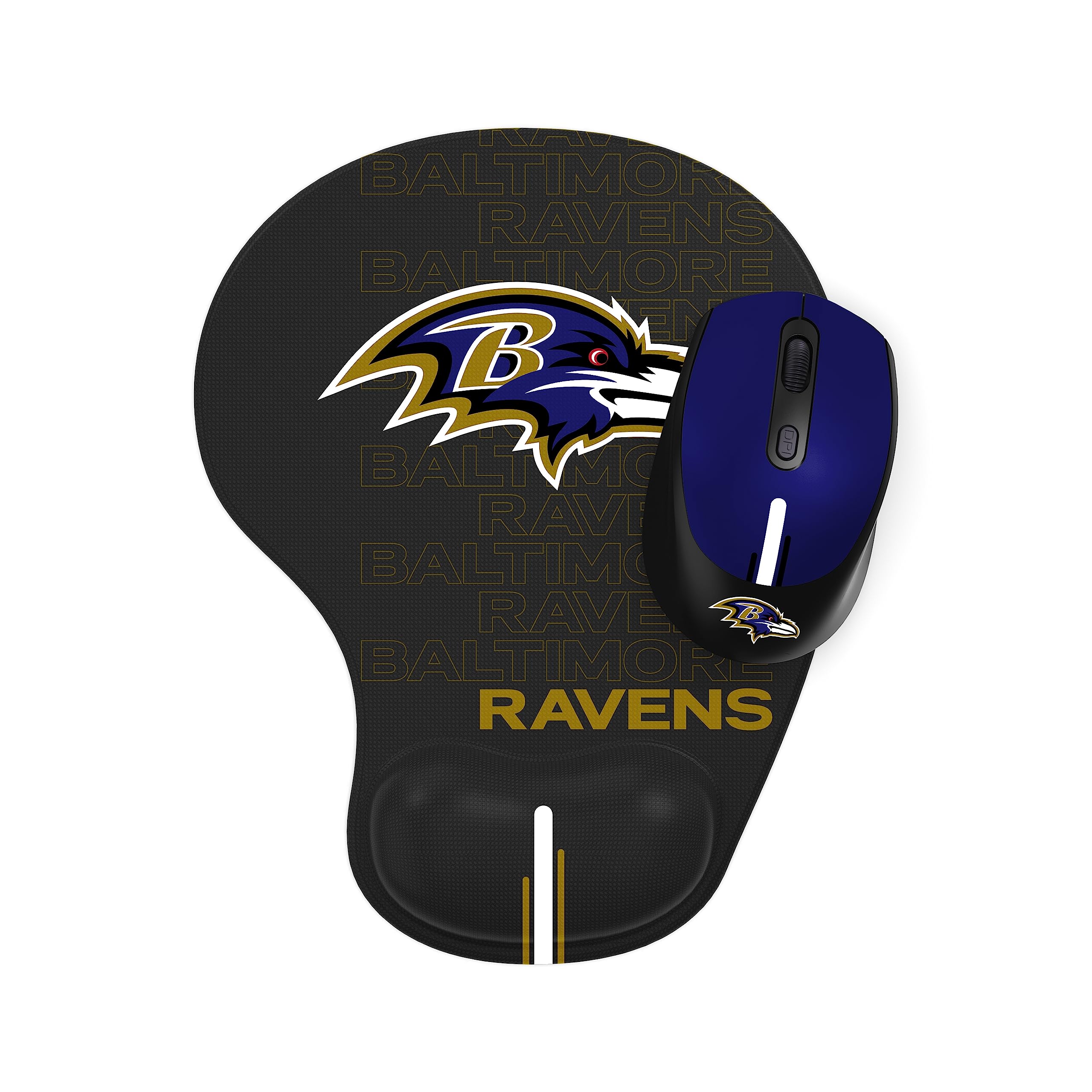 SOAR NFL Baltimore Ravens Gaming Mouse and Mouse Pad Set - Officially Licensed Football Gamer Gear for PC & Mac - Perfect for Gaming, Office Work, and Sports Fans Decor