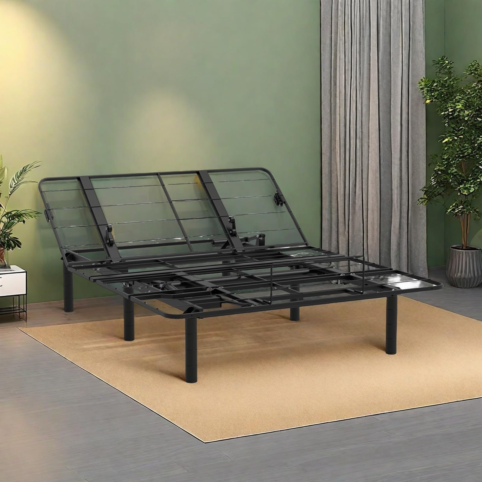Queen Size Adjustable Bed Frame with Dual USB Ports & Quiet Motor - Electric Adjustable Base with Memory Remote, Black - Perfect for Home, Office, or Guest Room Comfort